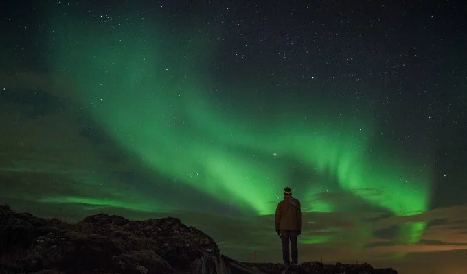 Taking a moment to enjoy the aurora.
