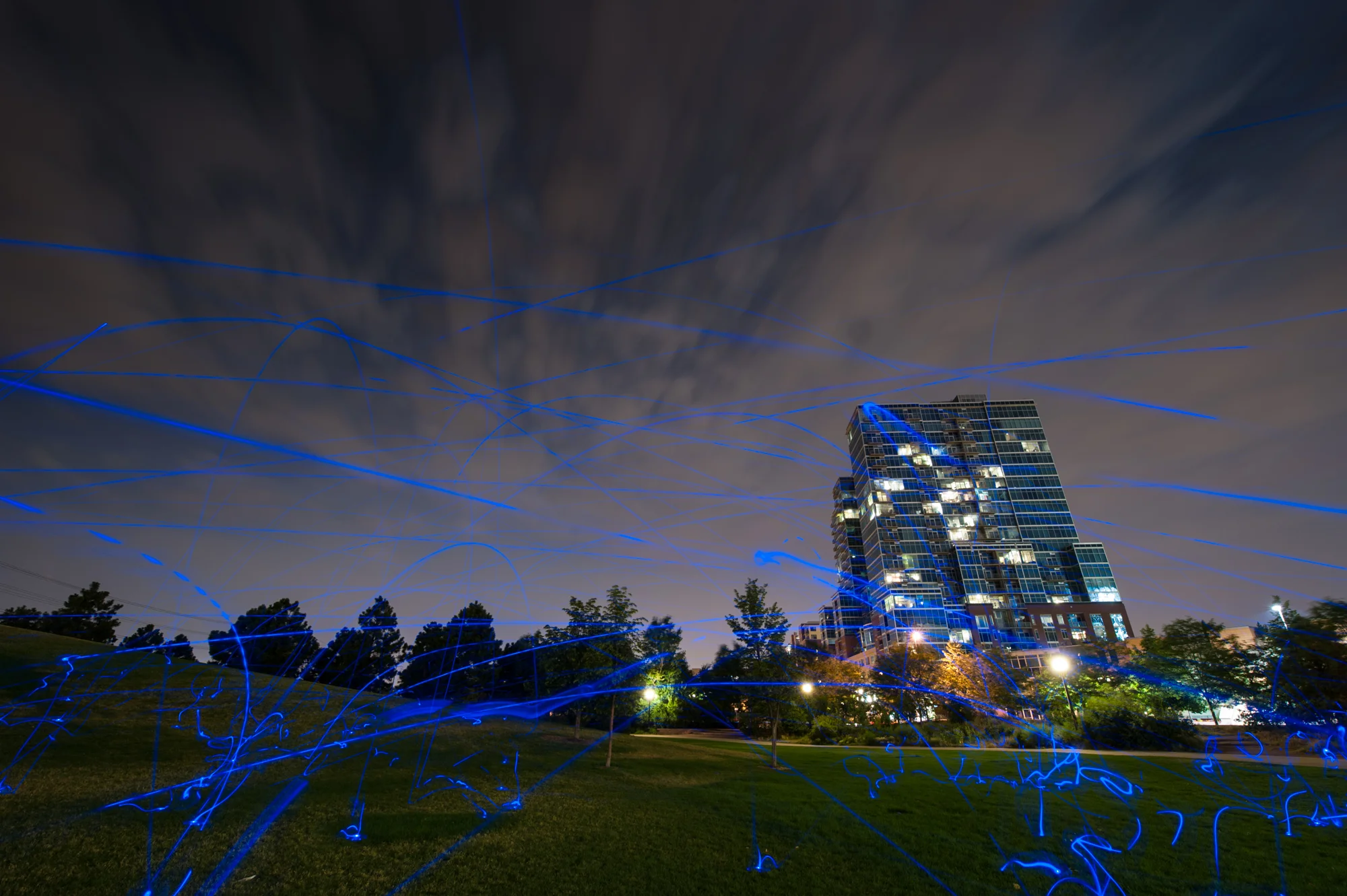 Figure 4. Three 2-minute exposures stacked. You try vigorously throwing a Frisbee for six minutes in Denver. I'm still catching my breath.