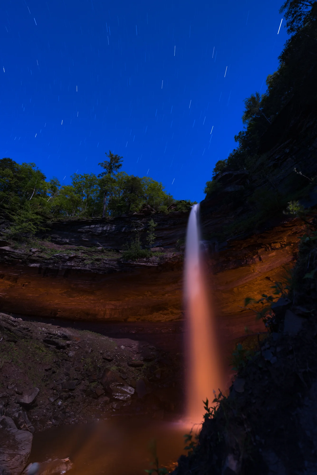 Figure 1. 8 minutes, f/4, ISO 100. Nikon D750 , Zeiss Distagon 15mm f/2.8 lens, Coast HP7R with Light Painting Tools Universal Connector and orange cone, plus a half moon.