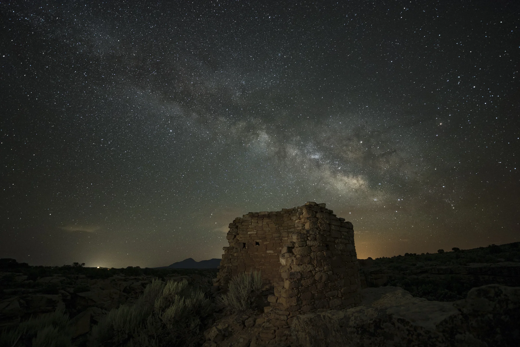 Figure 2. Tower Point at Hovenweep National Monument. Split exposure of 22 seconds and 480 seconds, f/2.8, ISO 400.