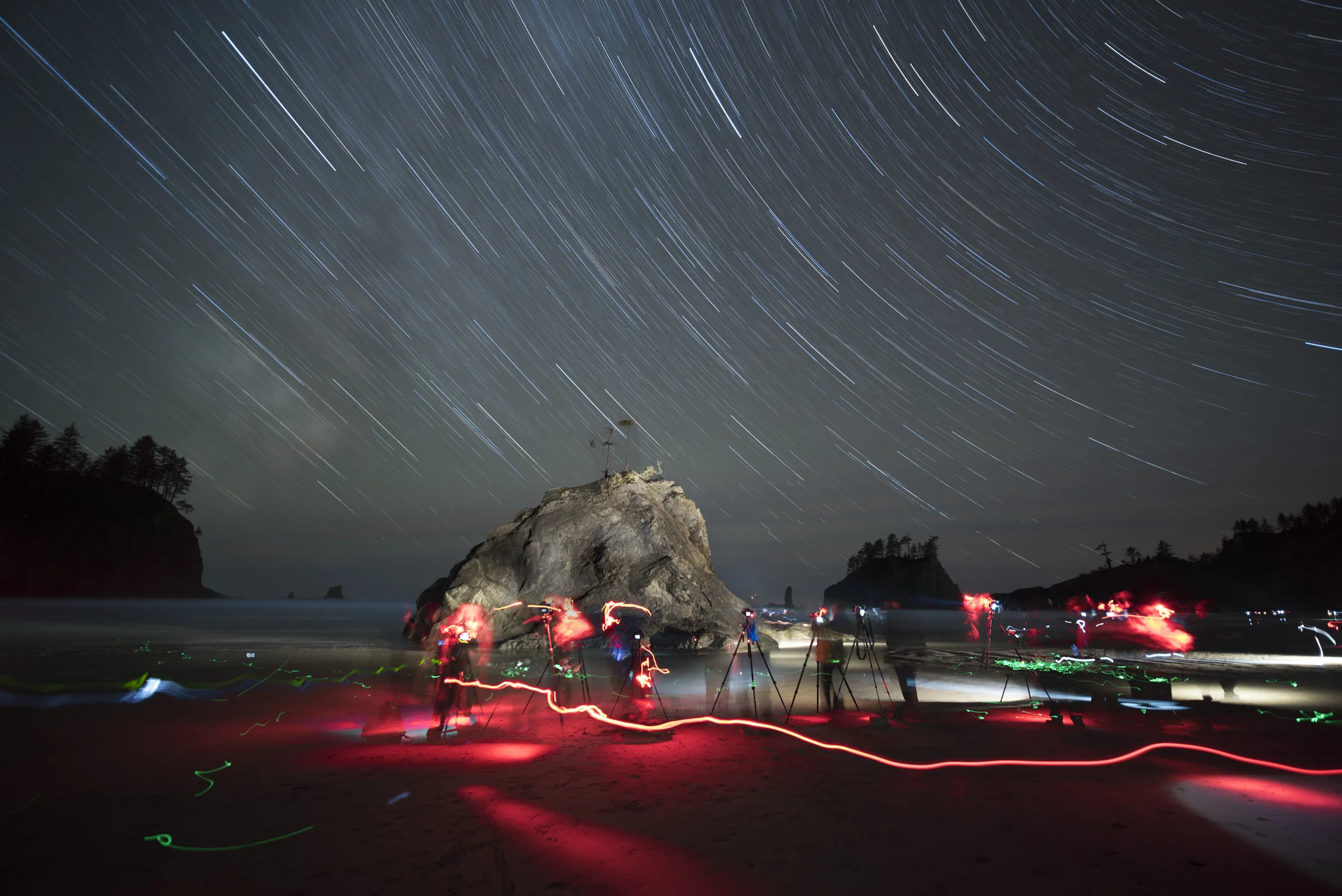 A time-lapse of a group of photographers at Olympic National Park. That’s a lot of light! Photo by Matt Hill.