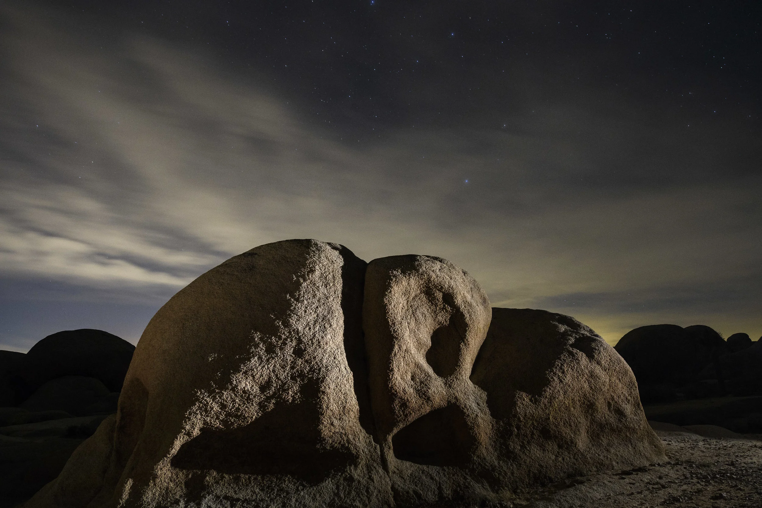 In Joshua Tree National Park, I used my Coast HP7R to illuminate the rock, which was plenty of light for autofocus to work. Nikon D5 with a Nikon 14-24mm f/2.8 lens. 20 seconds, f/5.6, ISO 4000.