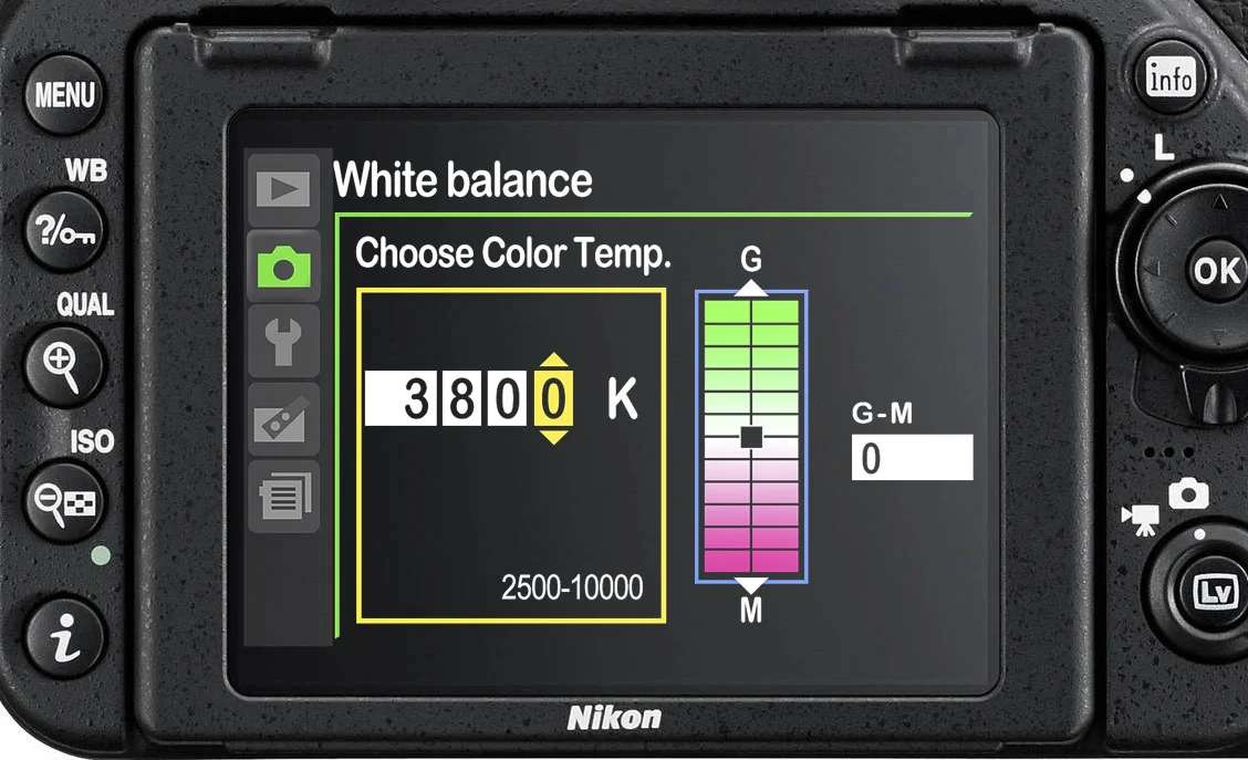 Setting the Kelvin value.