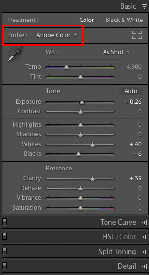Figure 3. This image is set to the default Adobe Color profile.