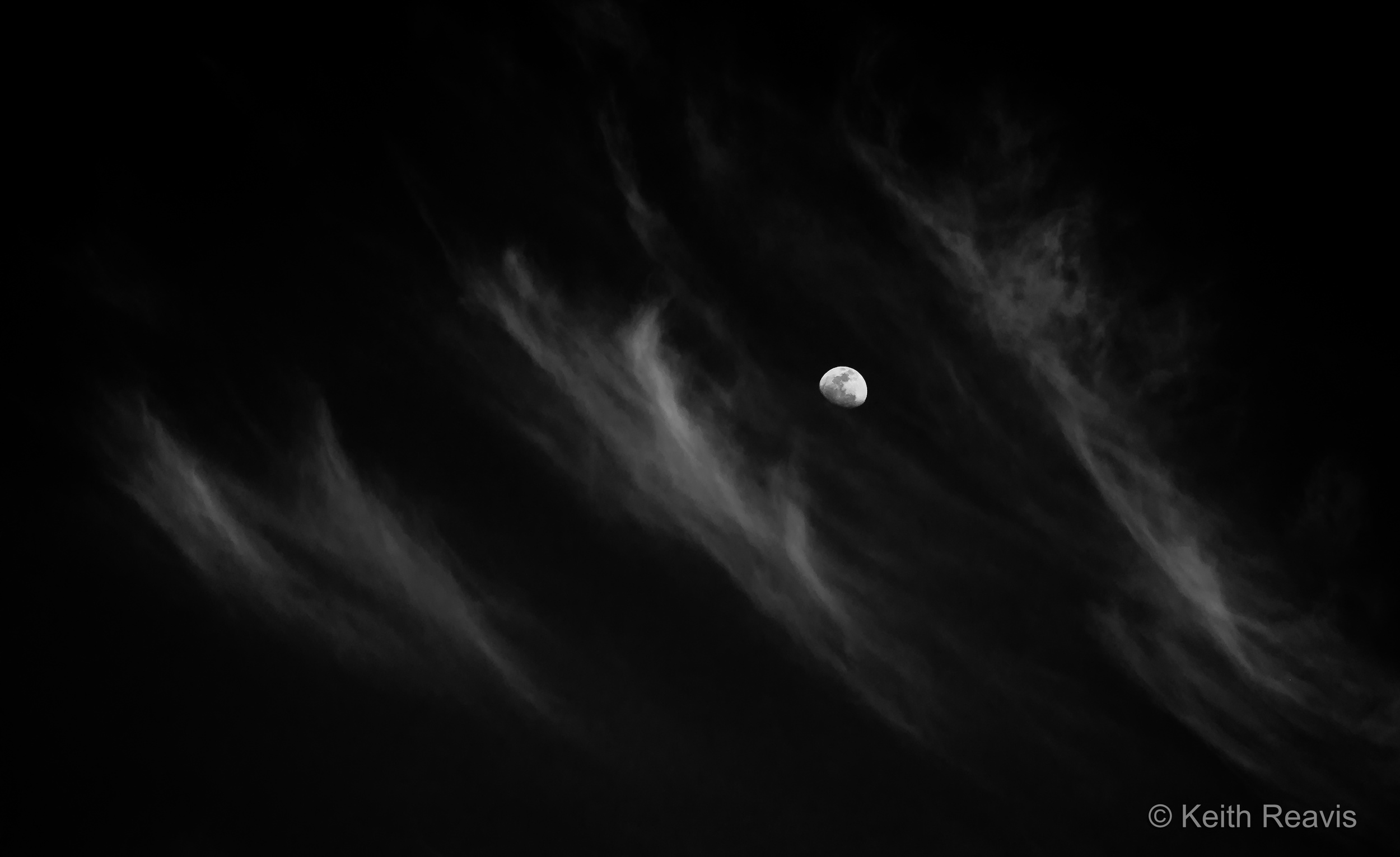 Moon and Three Clouds