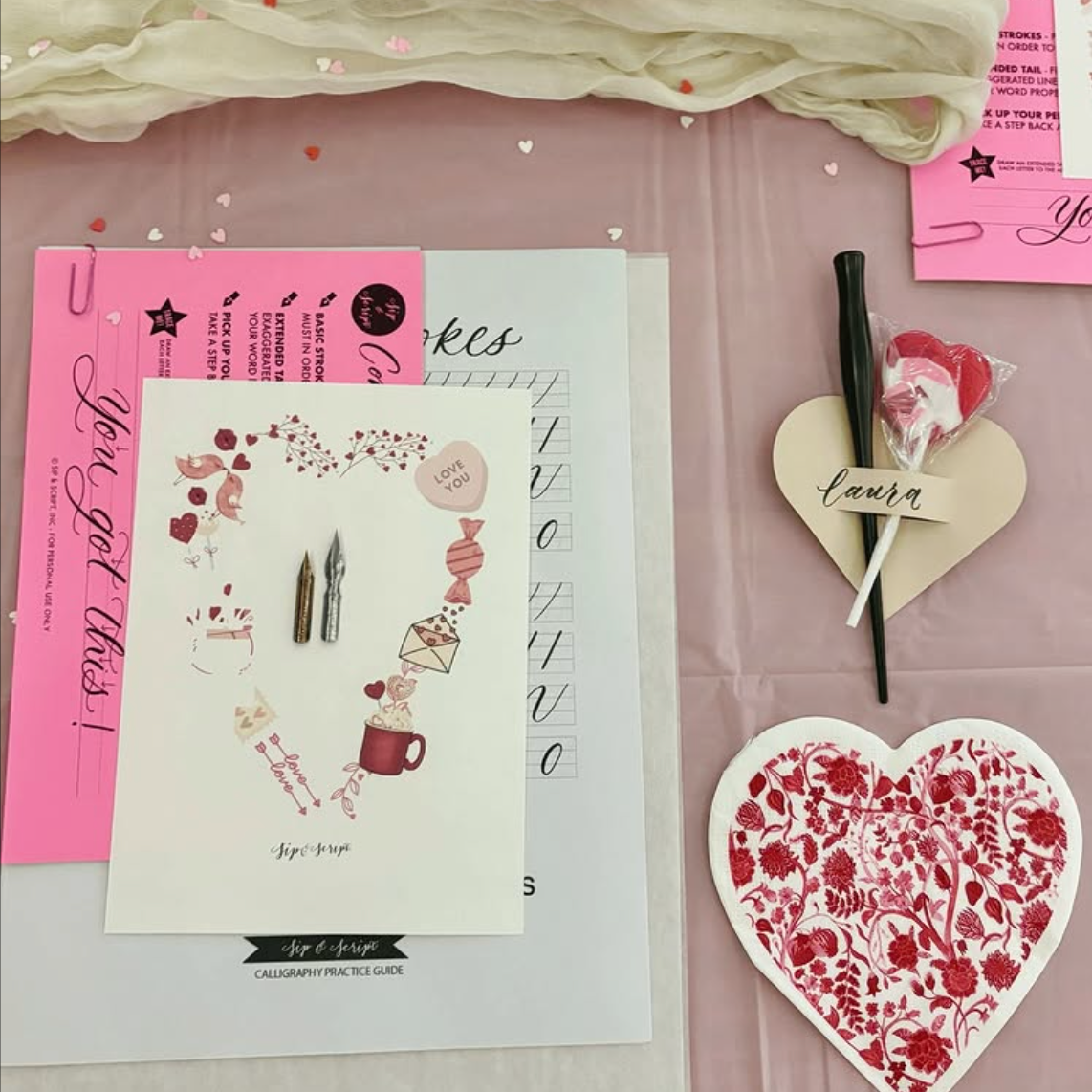 Valentine Making Calligraphy Class with Sip &amp; Script 