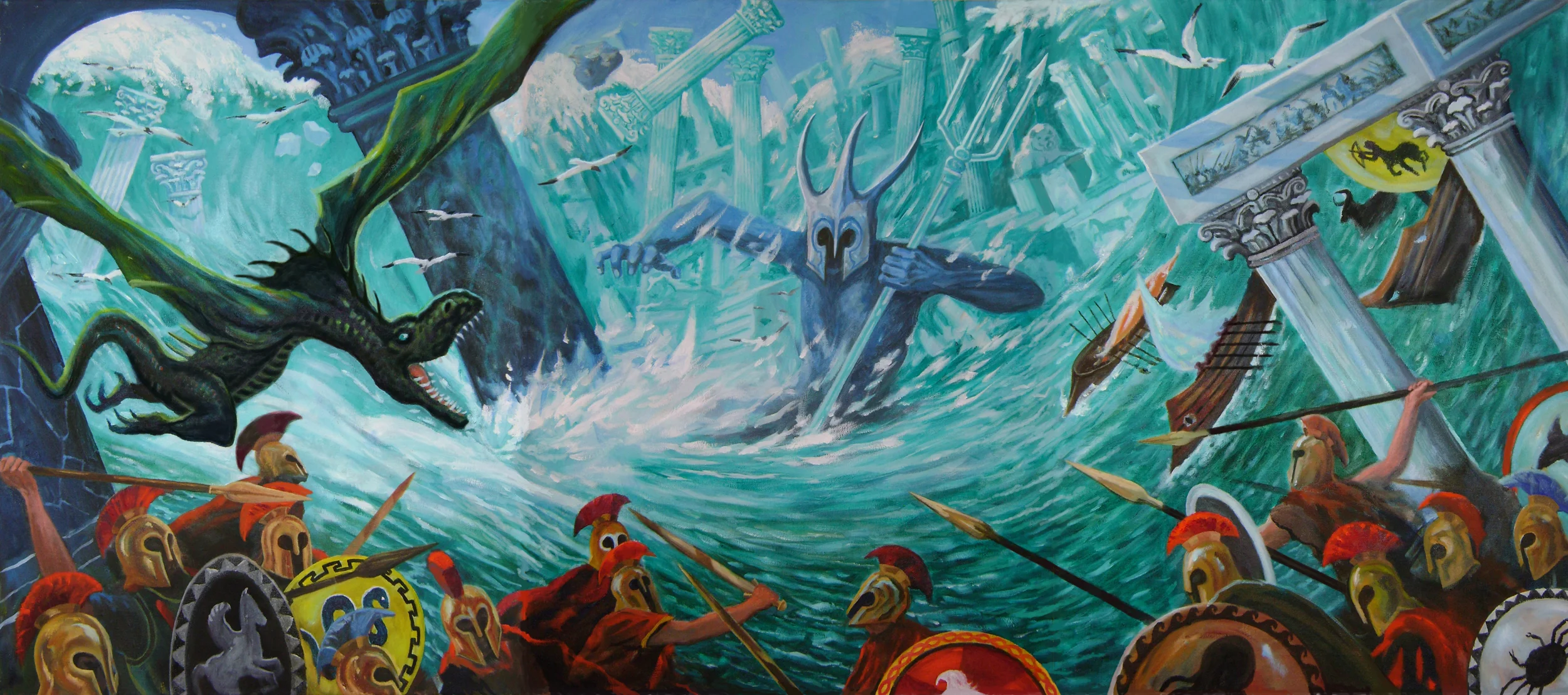 The Fall of Atlantis, oil on canvas , 24" x54"