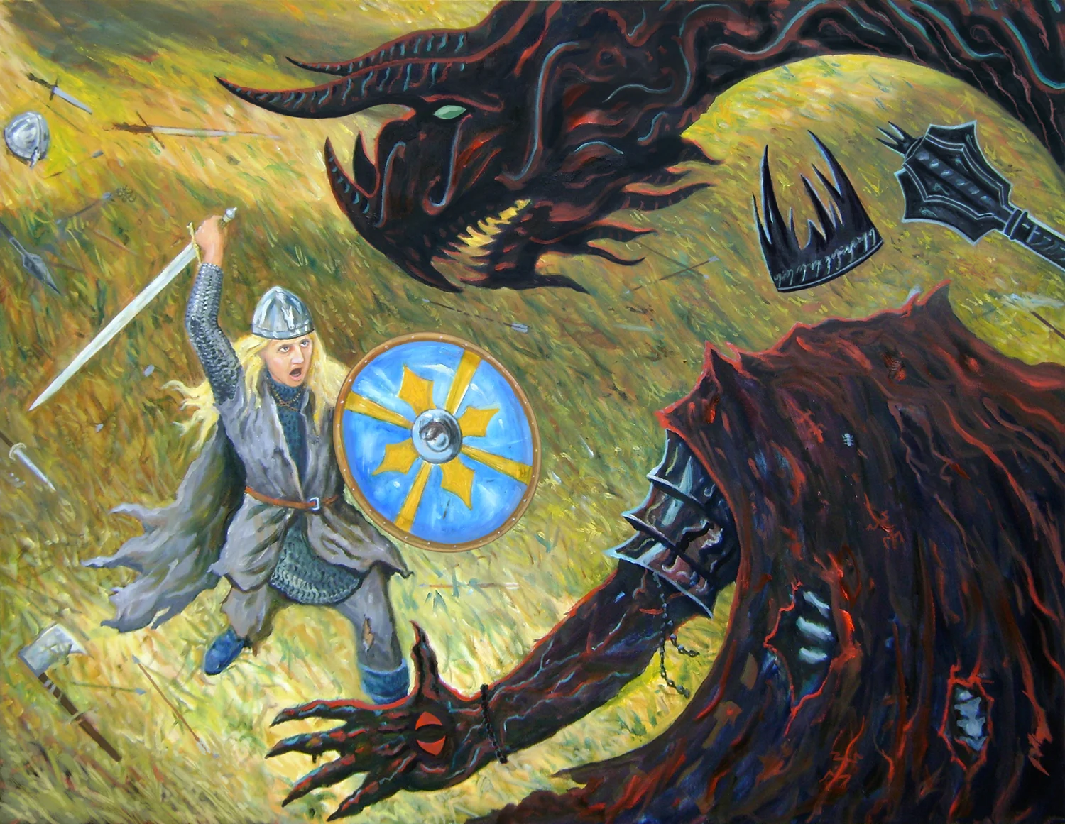 Eowyn and the Nazgul, oil on canvas,24" x 36"