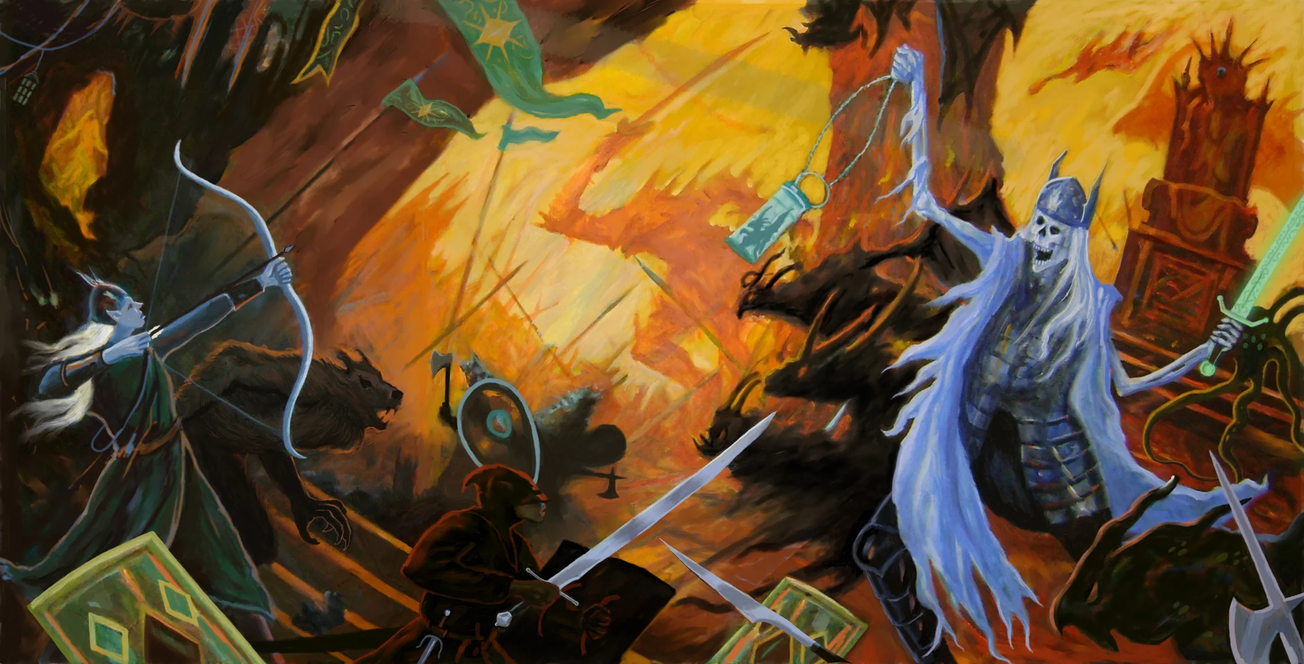 Ragnarok, oil on canvas, 24" x 54"