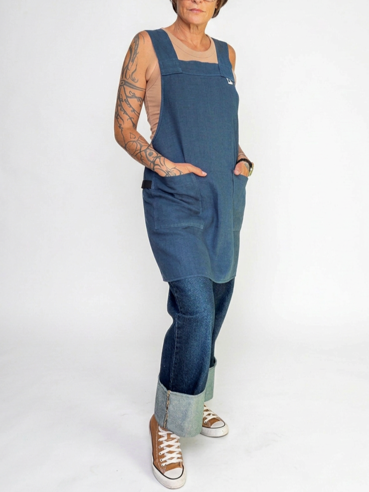 Elderberry Linen Crossback Apron