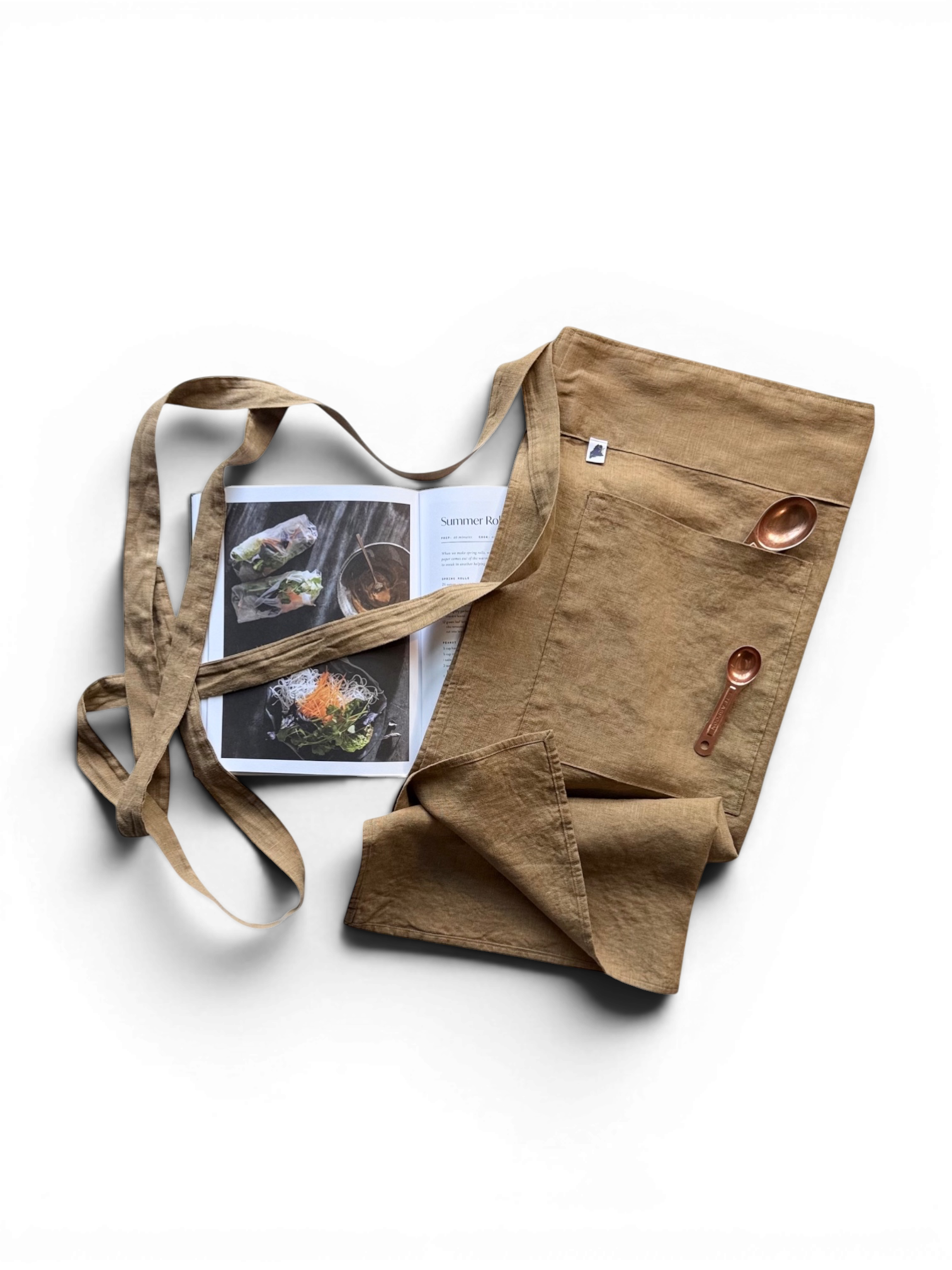 Ginger Adjustable Bistro Apron w/Pocket • 100% Flax Linen