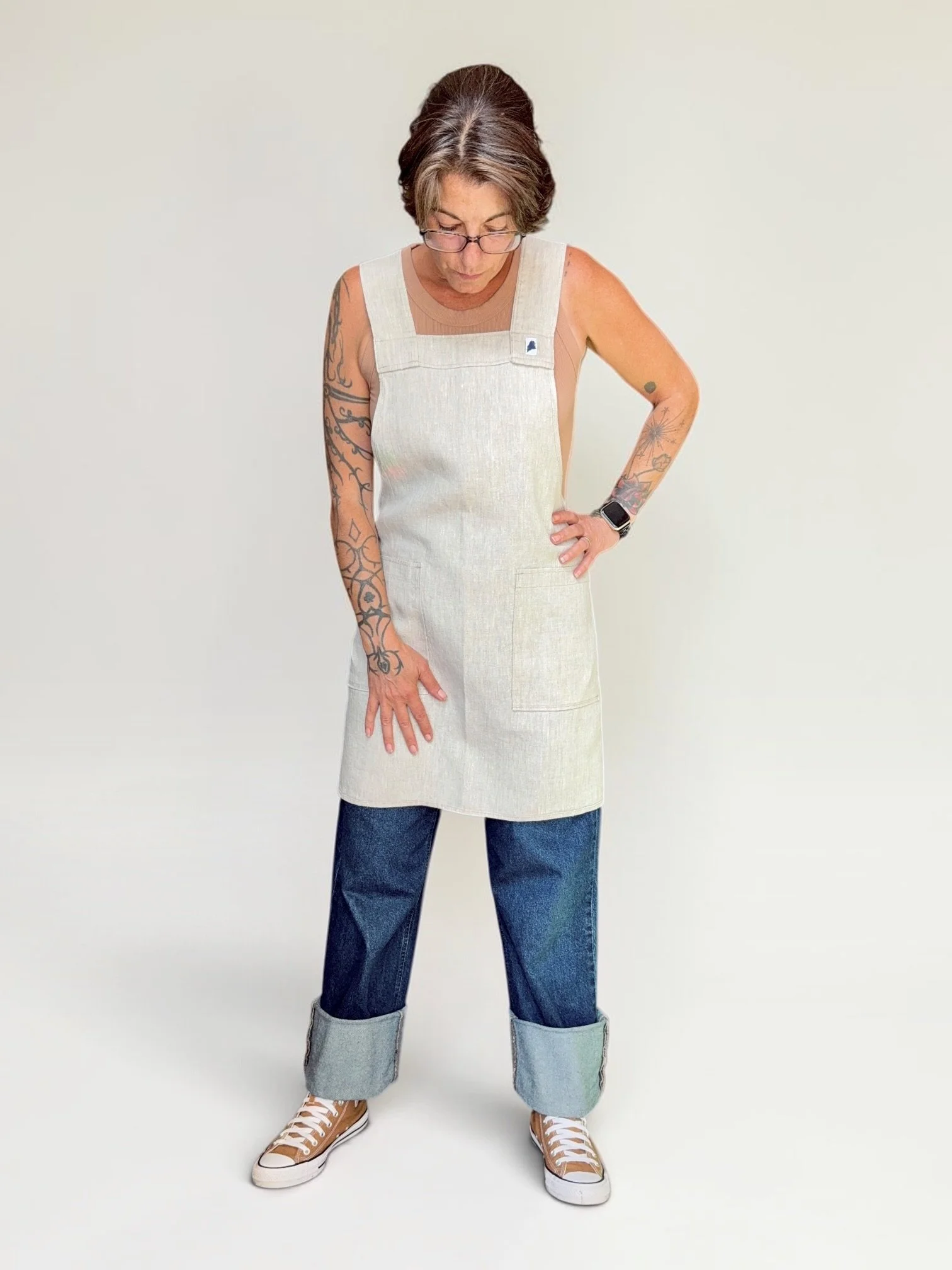 Oat Linen Crossback Apron