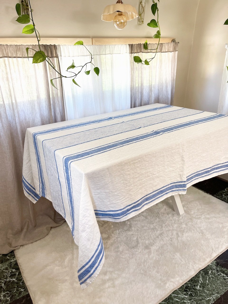 Heavy Linen Tablecloth Stripes In