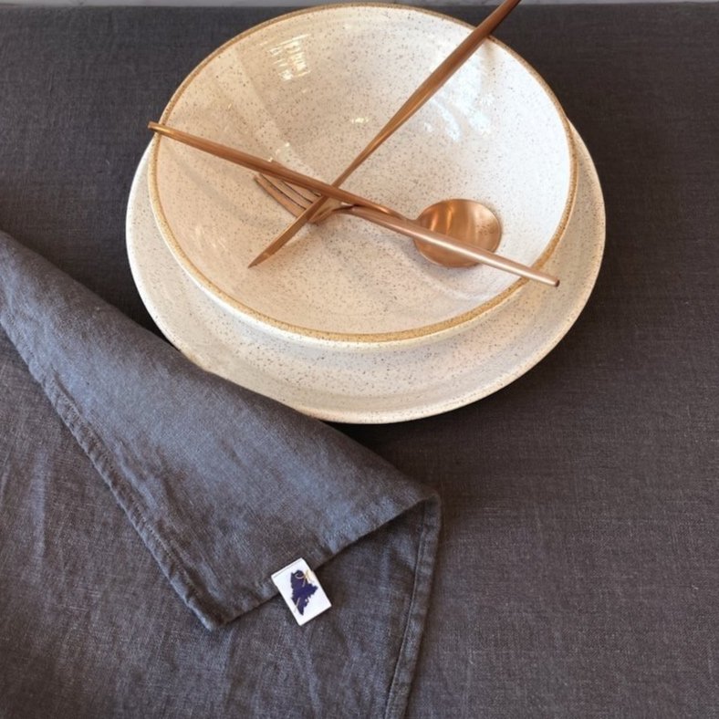 Iron Medium Weight Stonewashed Linen Tablecloth • Two Sizes