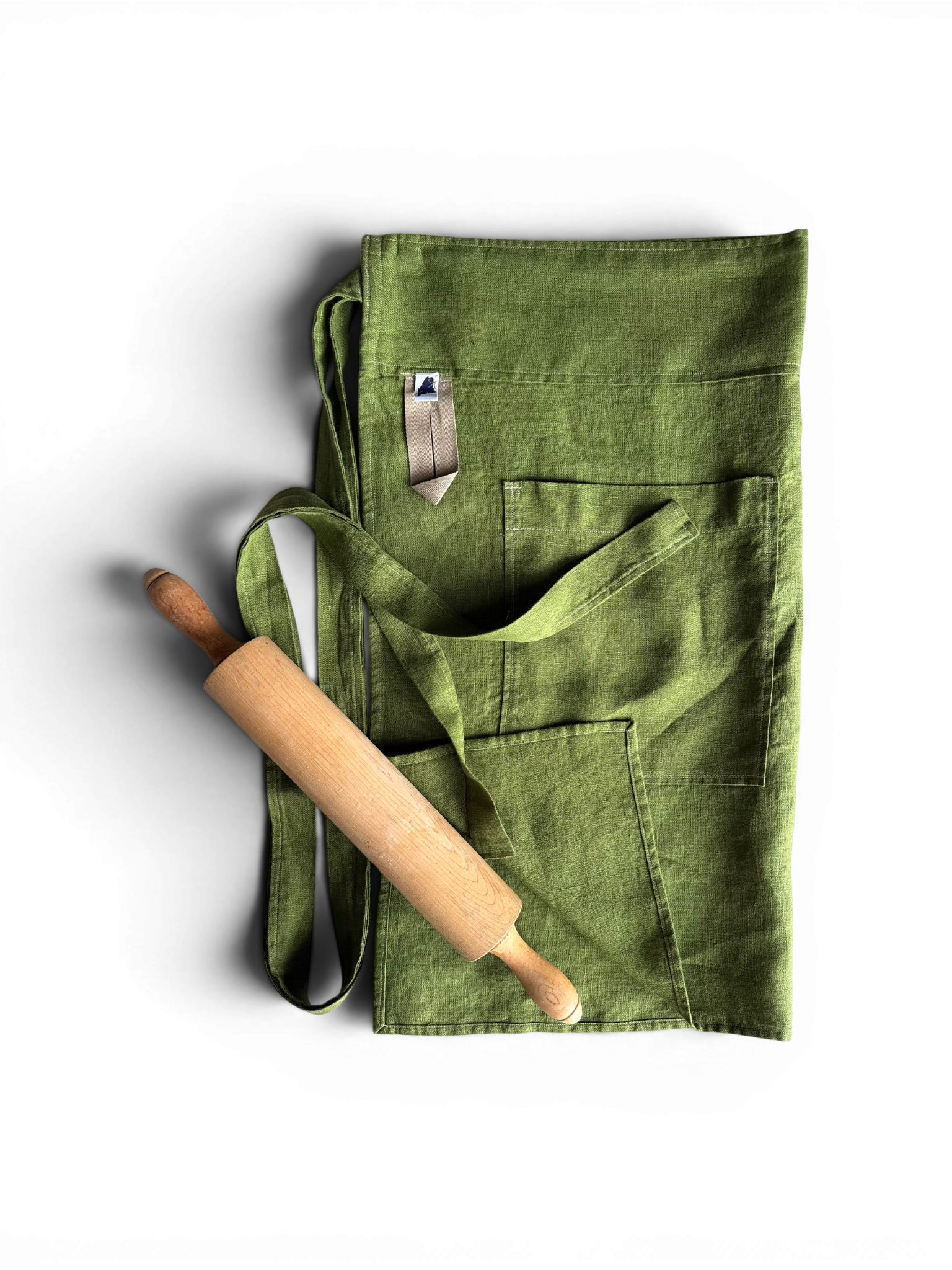 Fresh Peas Bistro Apron w/Pocket • 100% Linen