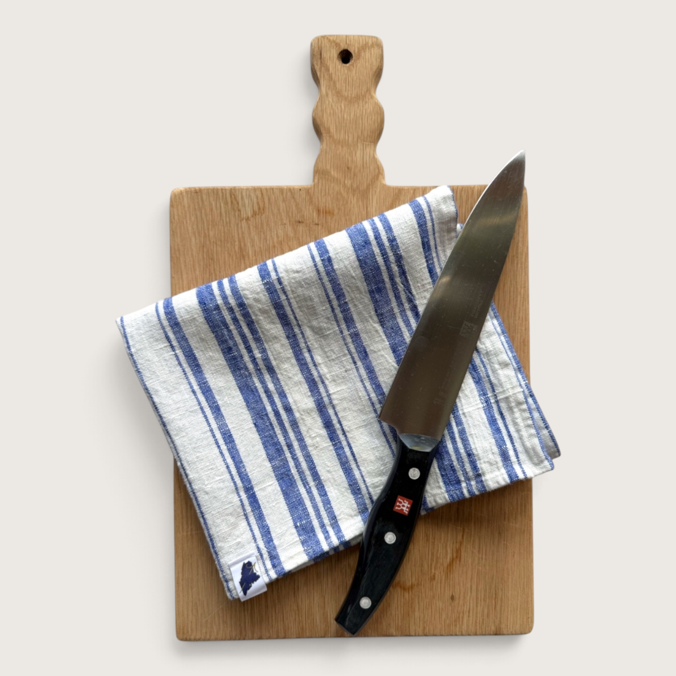 Dramatic Blue Striped Linen Hand Towels