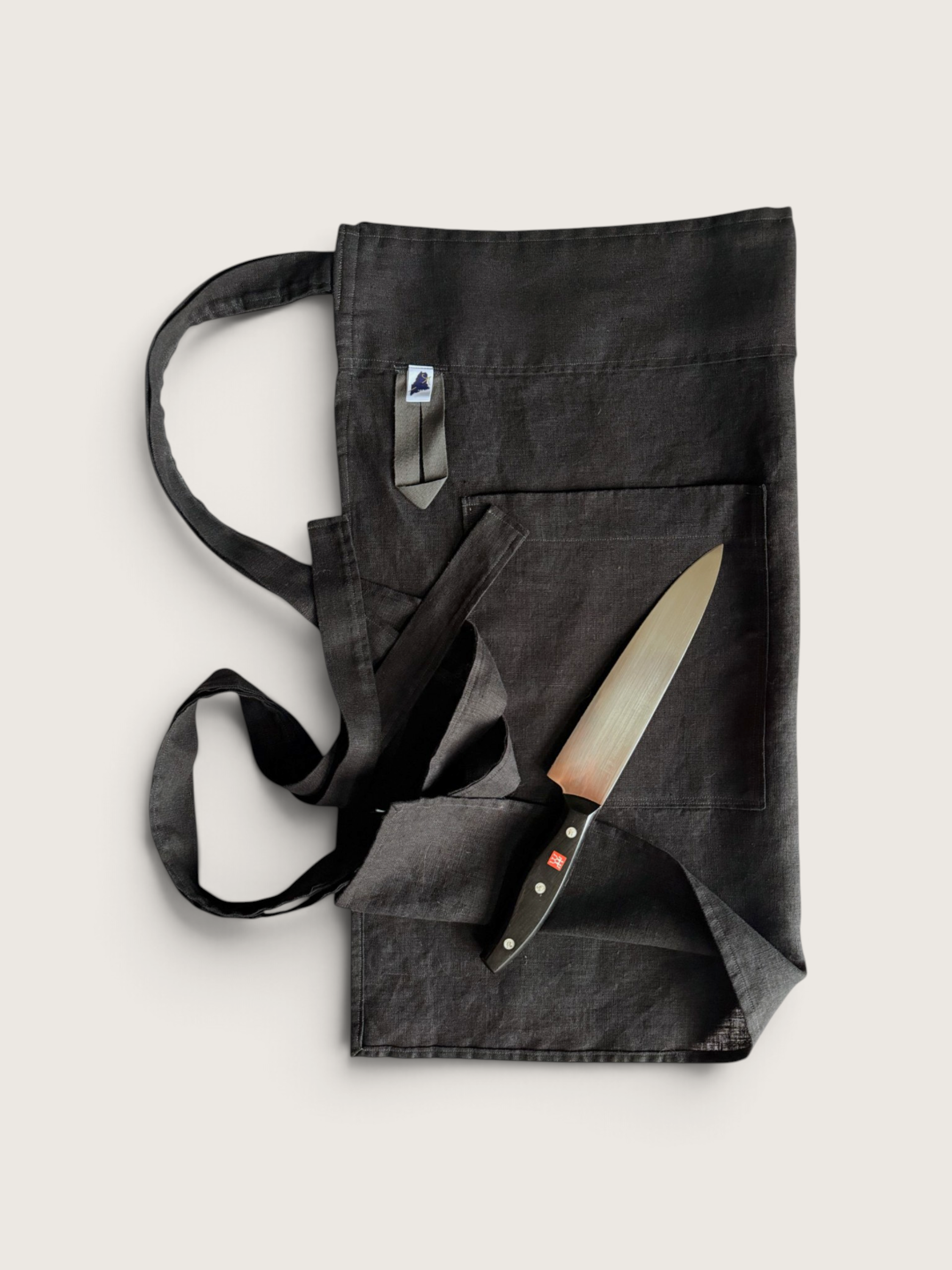 Black Bistro Apron w/Pocket • 100% Linen