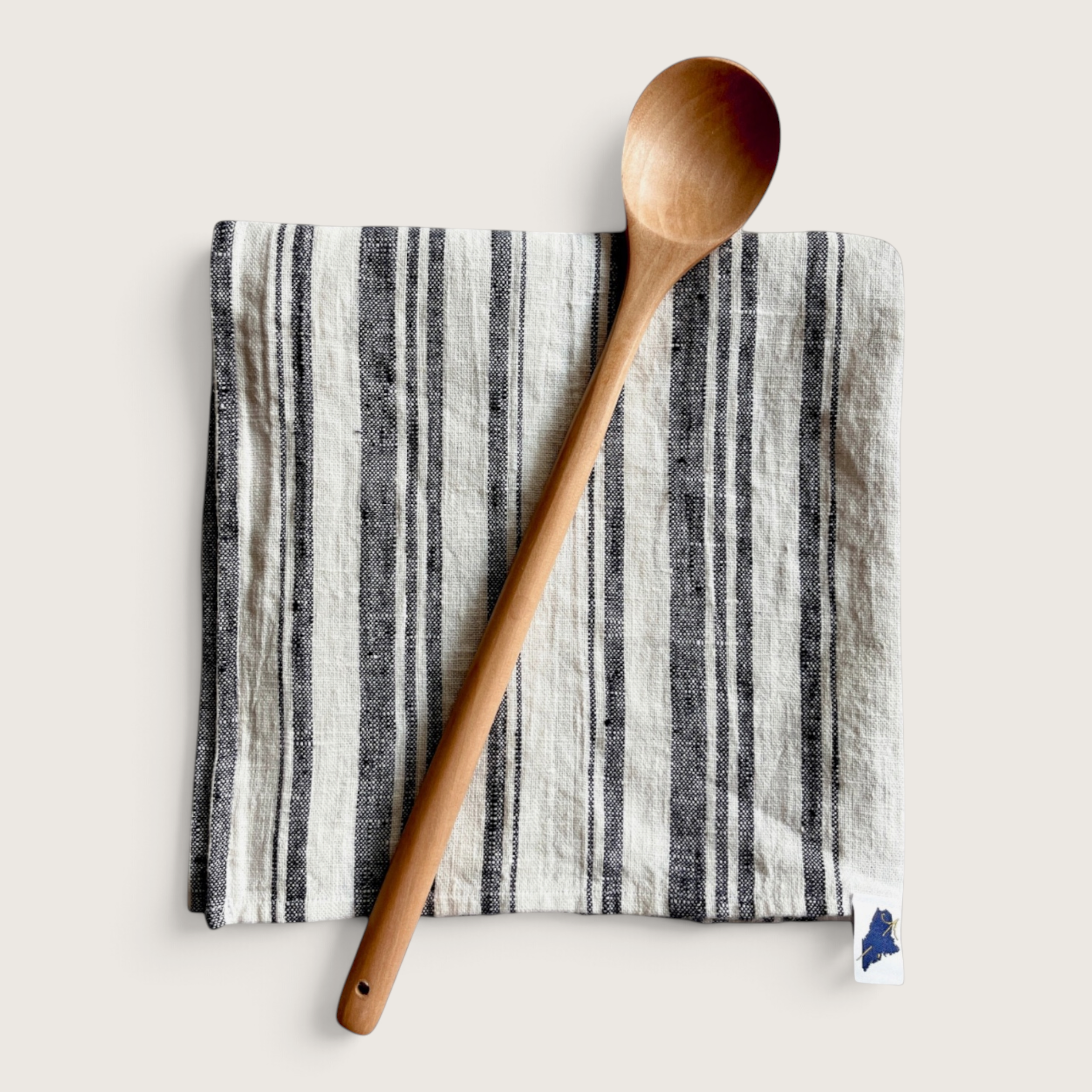 Dramatic Black Striped Linen Hand Towels