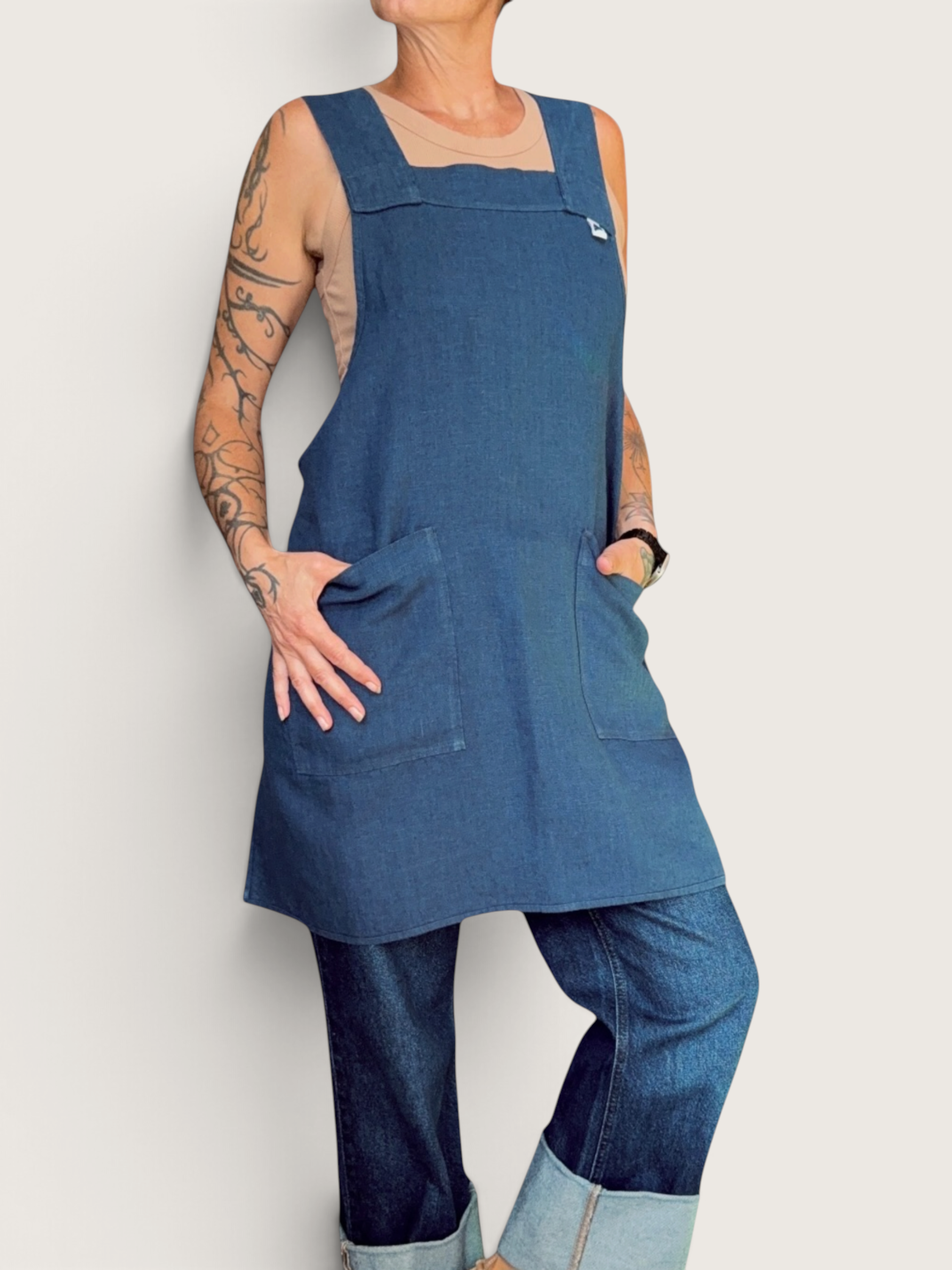 Elderberry Linen Crossback Apron