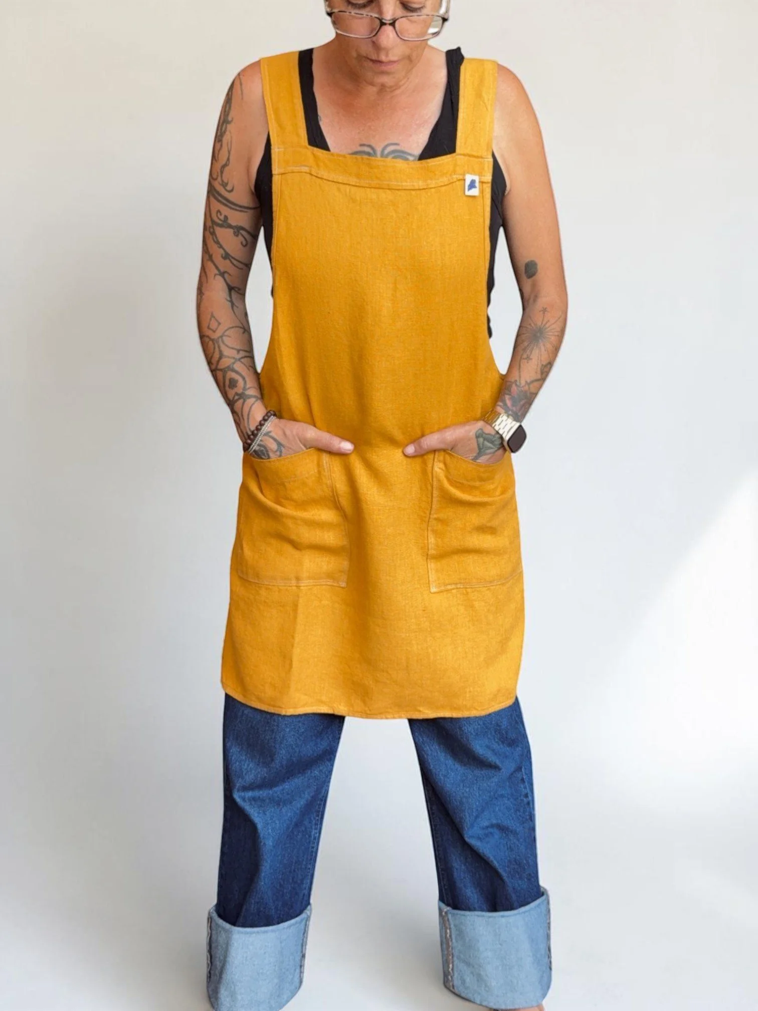 Linen Crossback Apron • Goldenrod