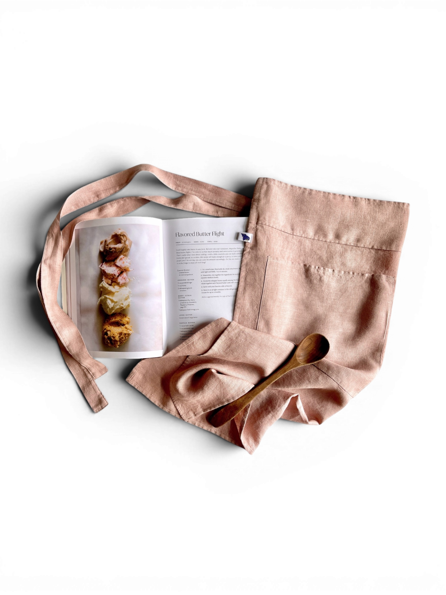 Rose Adjustable Bistro Apron w/Pocket • 100% Flax Linen