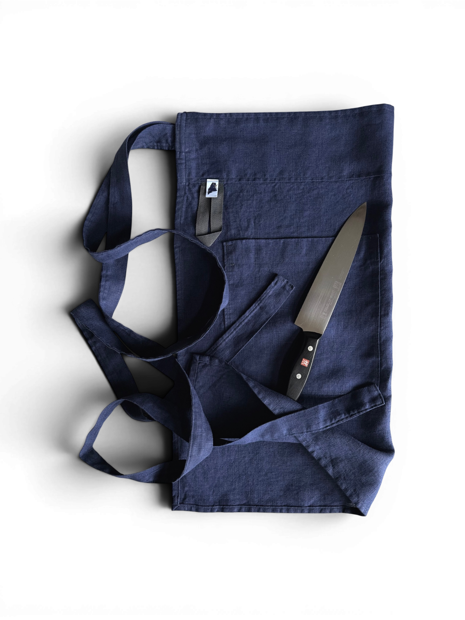 Blueberry Bistro Apron w/Pocket • 100% Linen