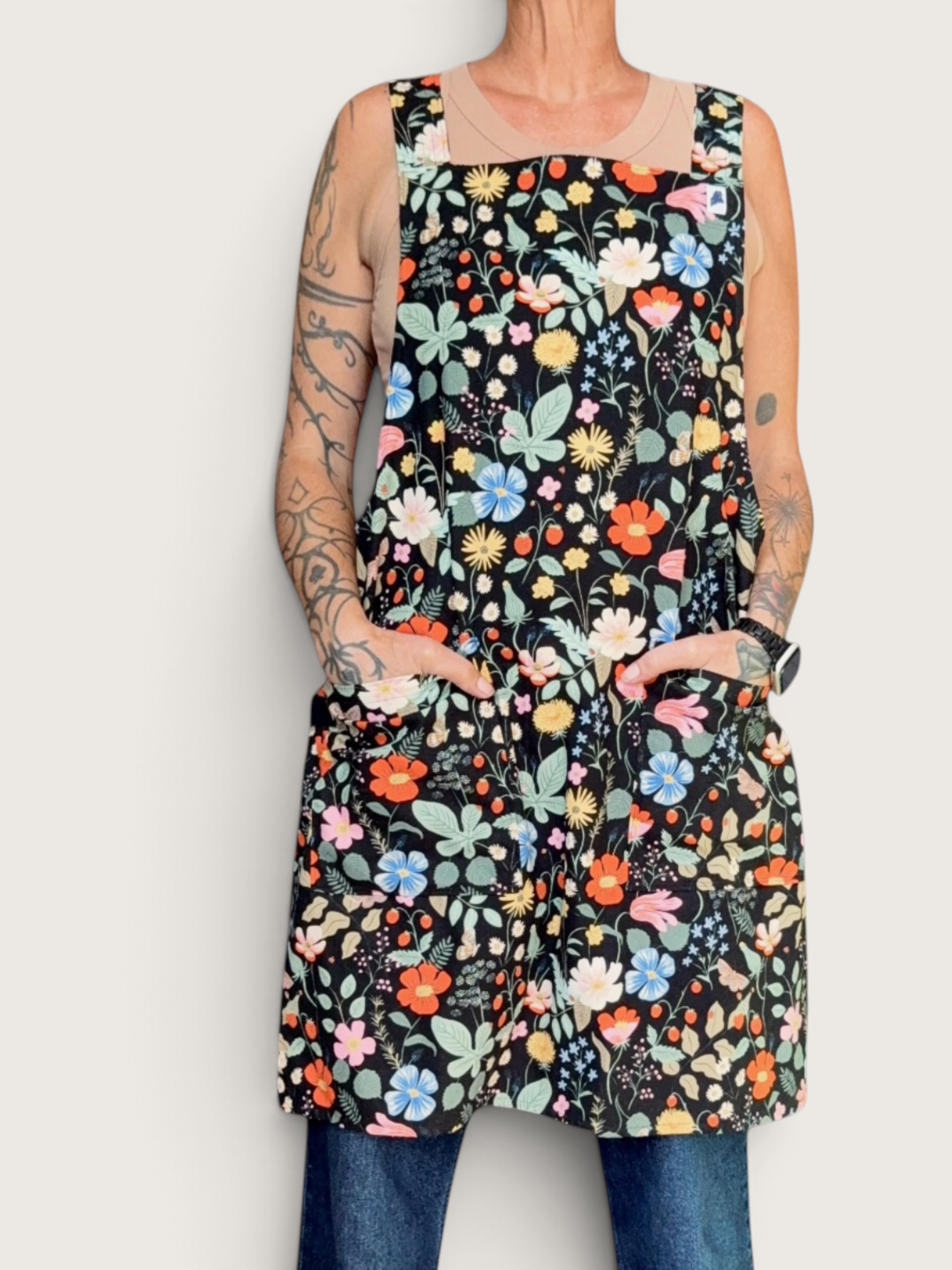 Strawberry Fields Crossback Apron • Linen/Cotton Heavyweight