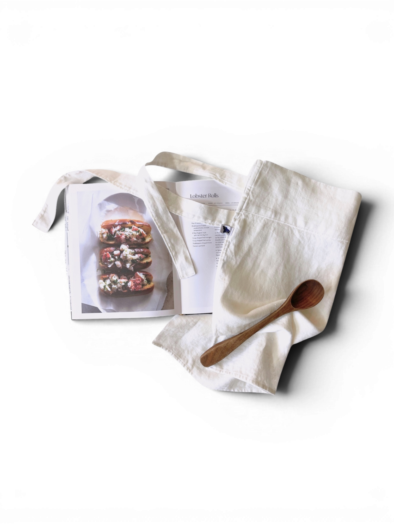 Vintage White Adjustable Half Cafe Apron • 100% Flax Linen