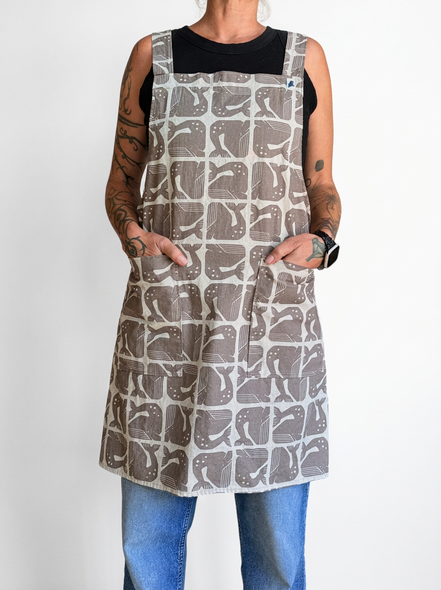 Whales By The Seaside Crossback Apron • Linen/Cotton Heavyweight