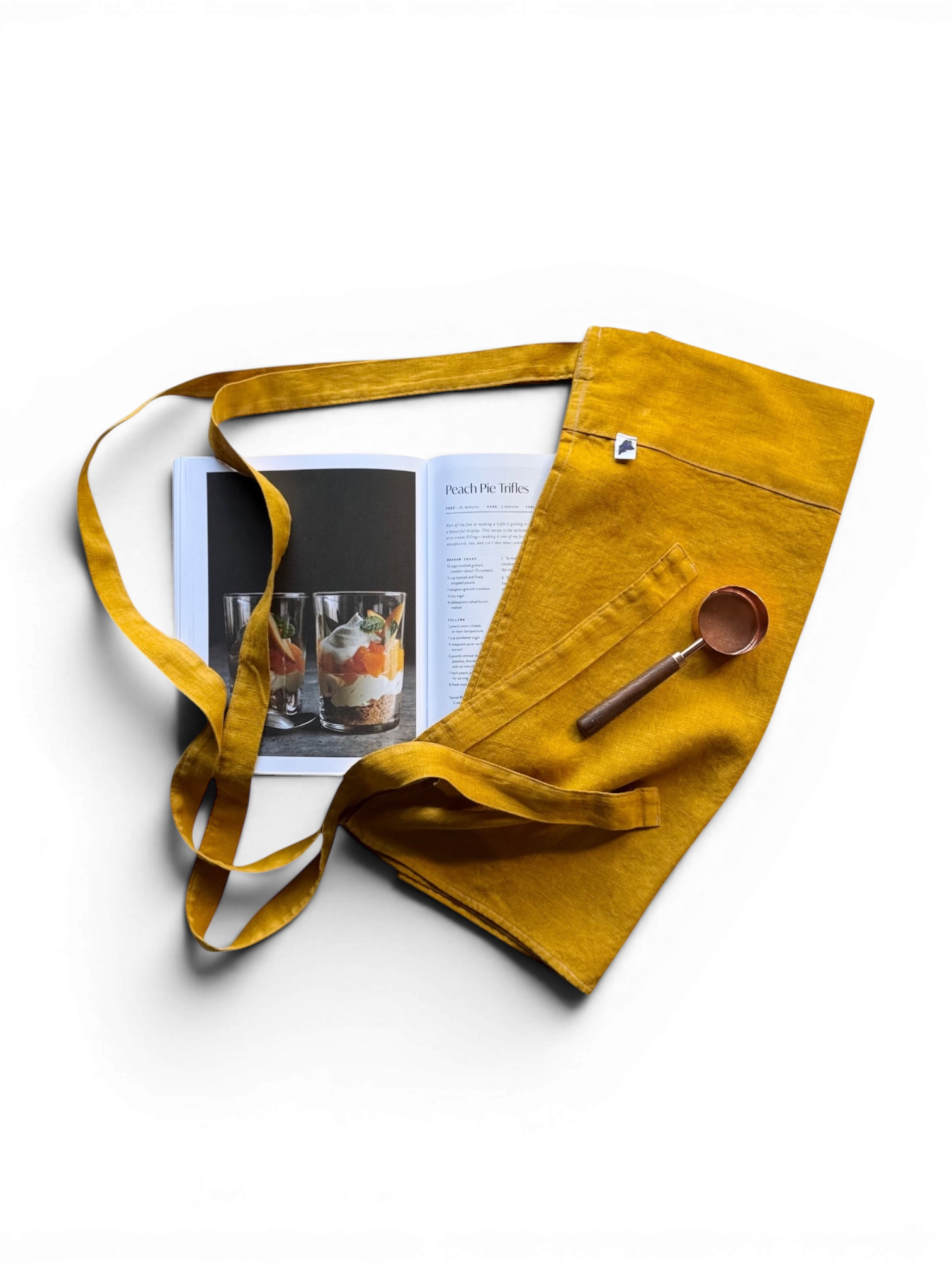 Goldenrod Adjustable Half Cafe Apron • 100% Flax Linen