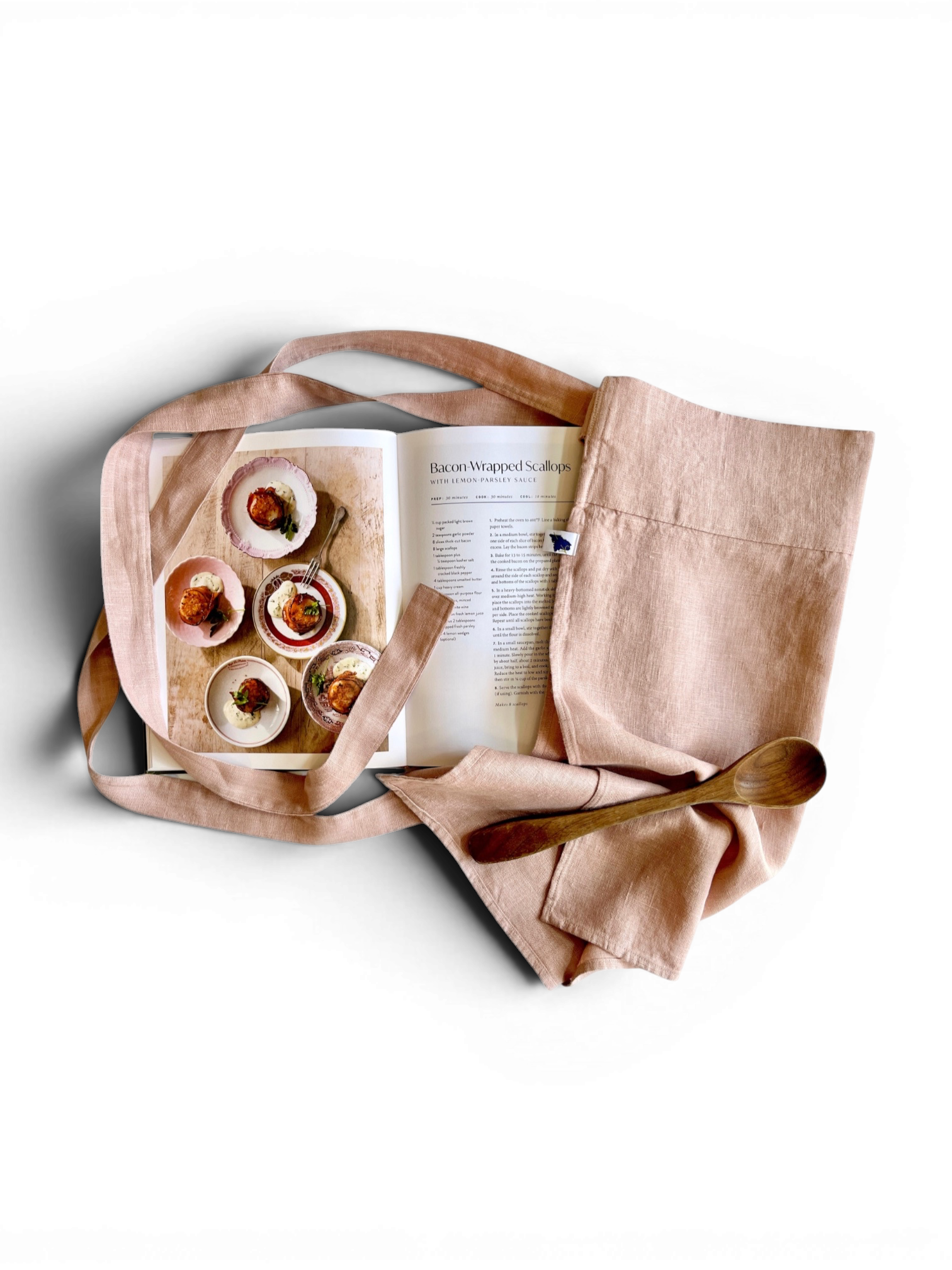 Rose Adjustable Half Cafe Apron • 100% Flax Linen