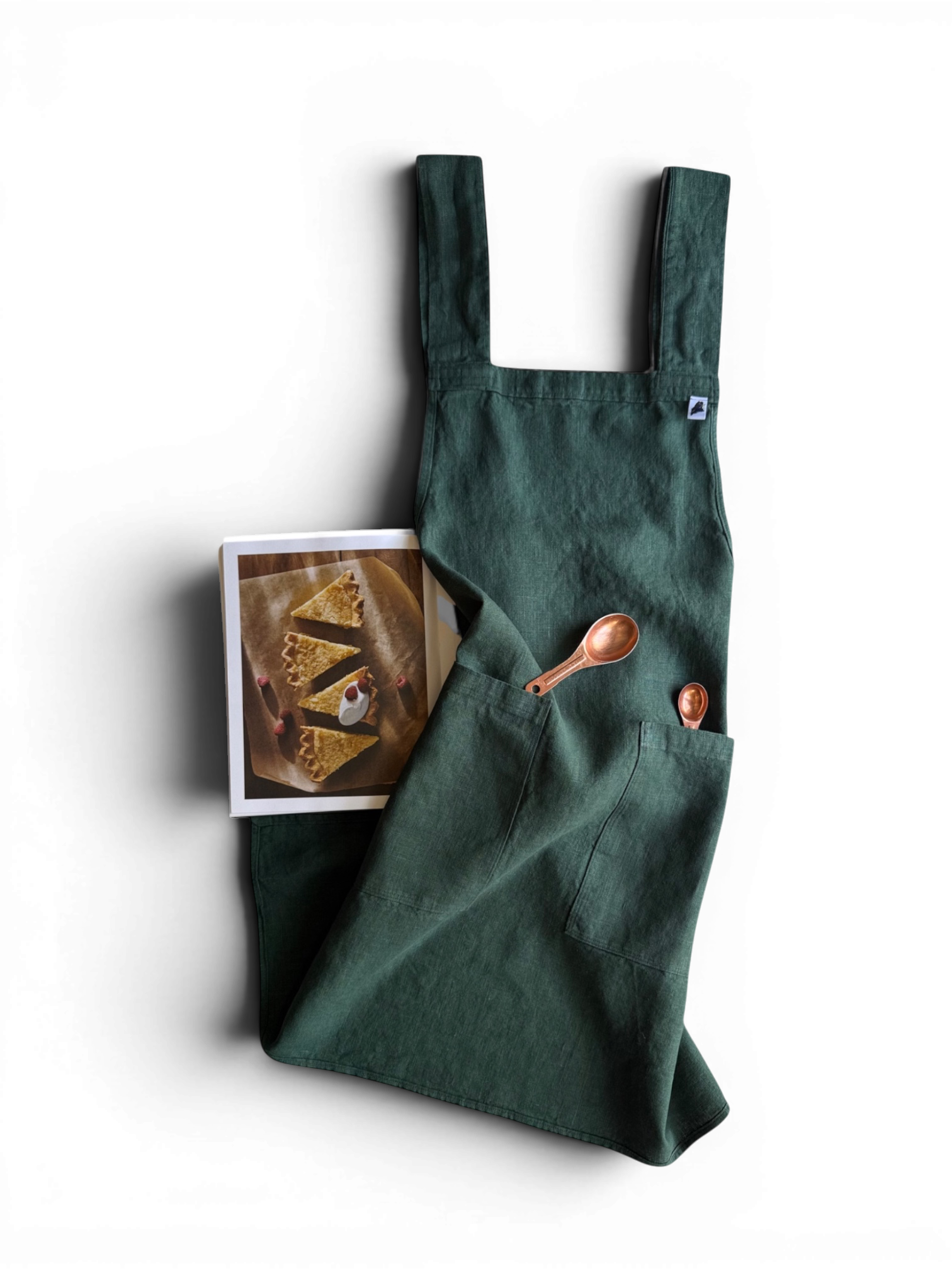 Emerald Linen Cross Back Apron