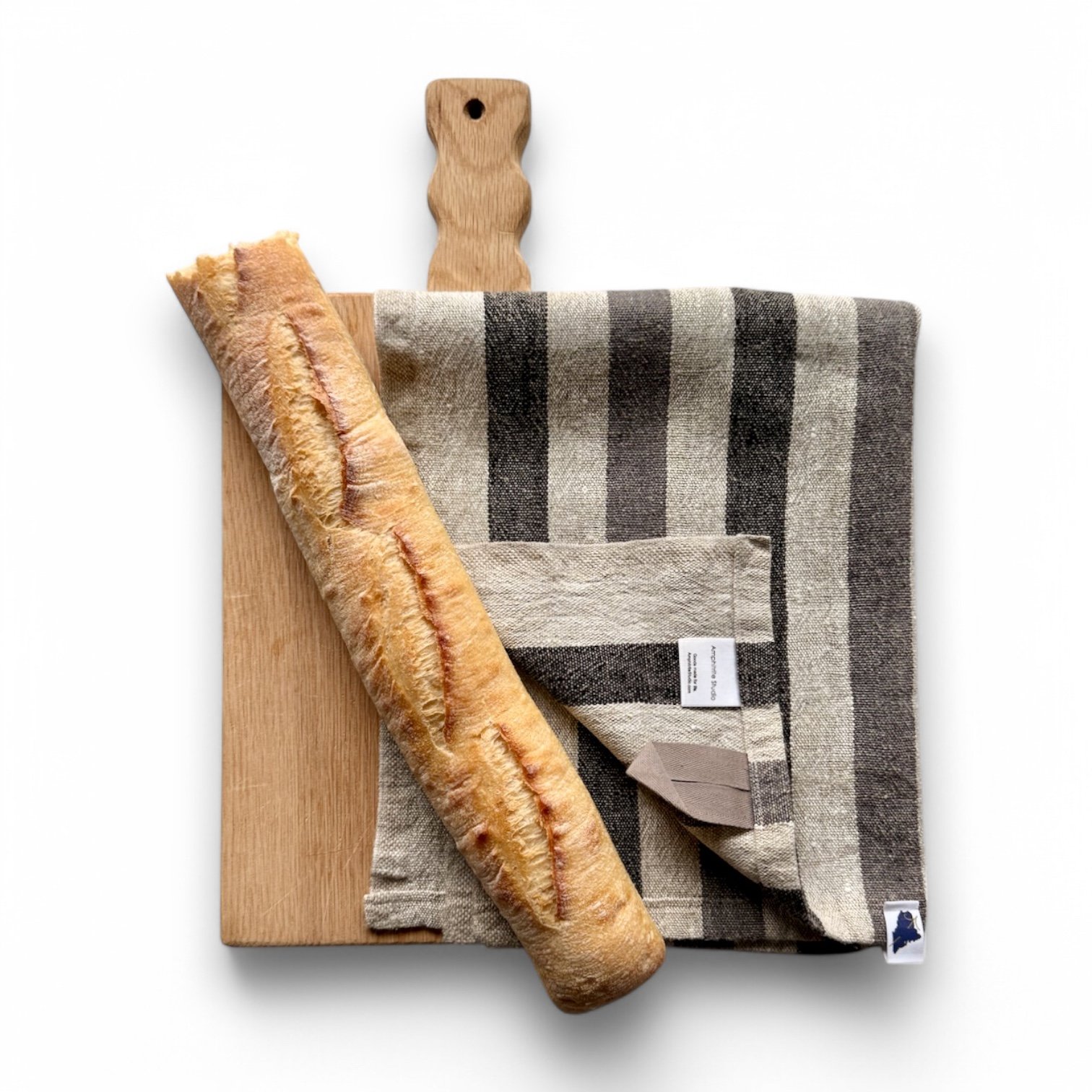 Rough Linen Hand Towel • Multi-Gray Wide Stripes
