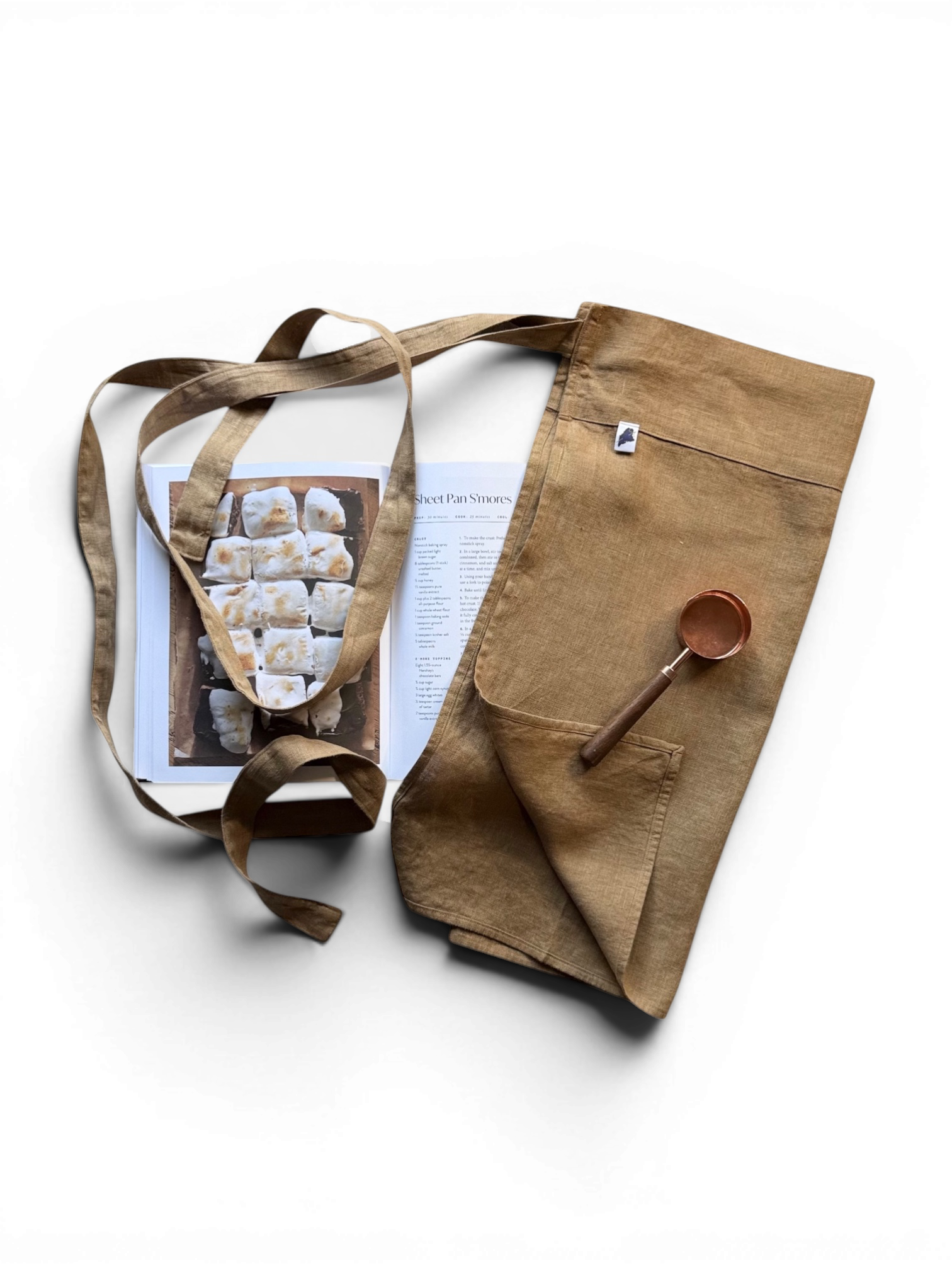 Ginger Adjustable Half Cafe Apron • 100% Flax Linen