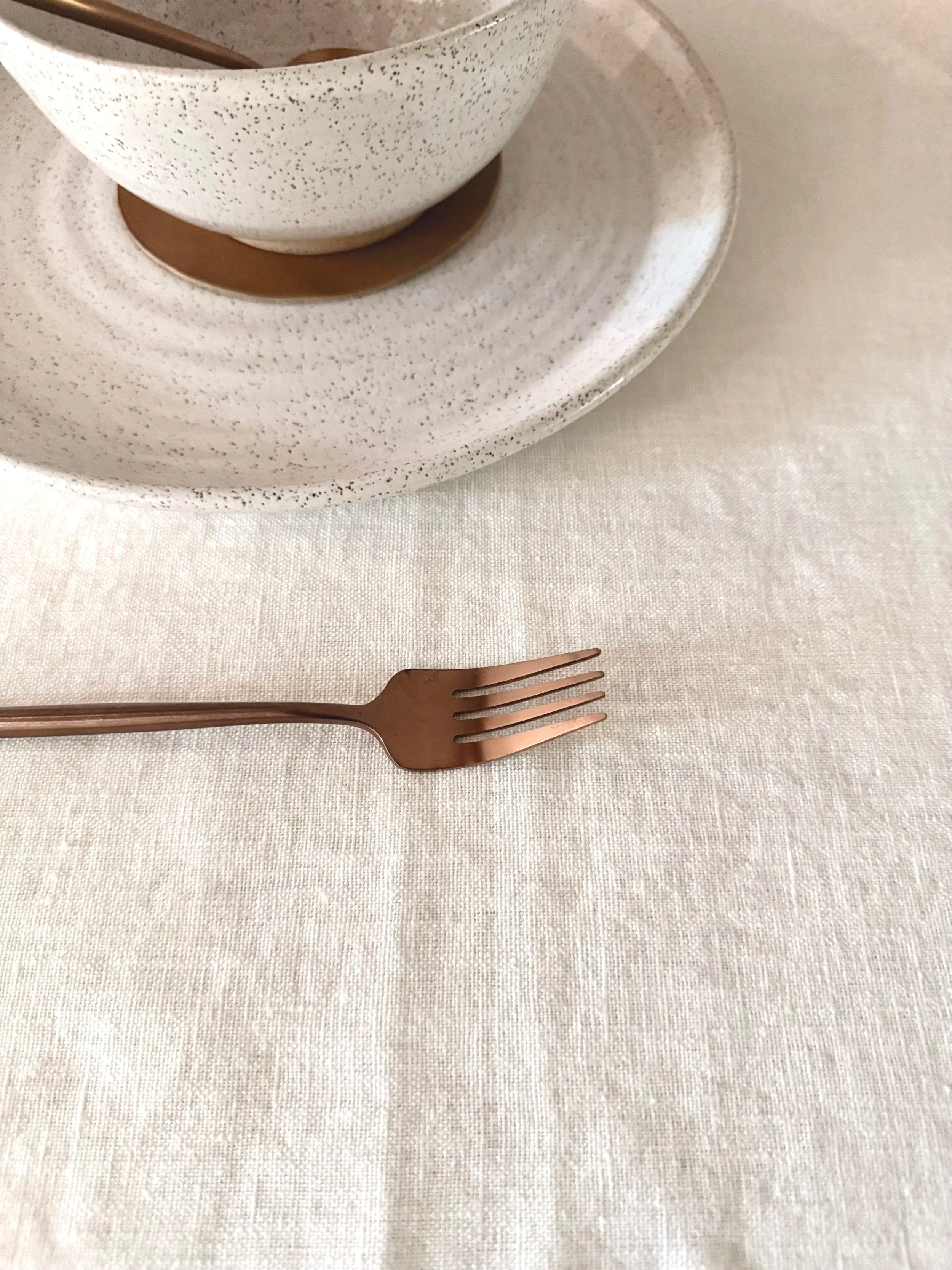 White Heavy Linen Tablecloth • 56" x 104"