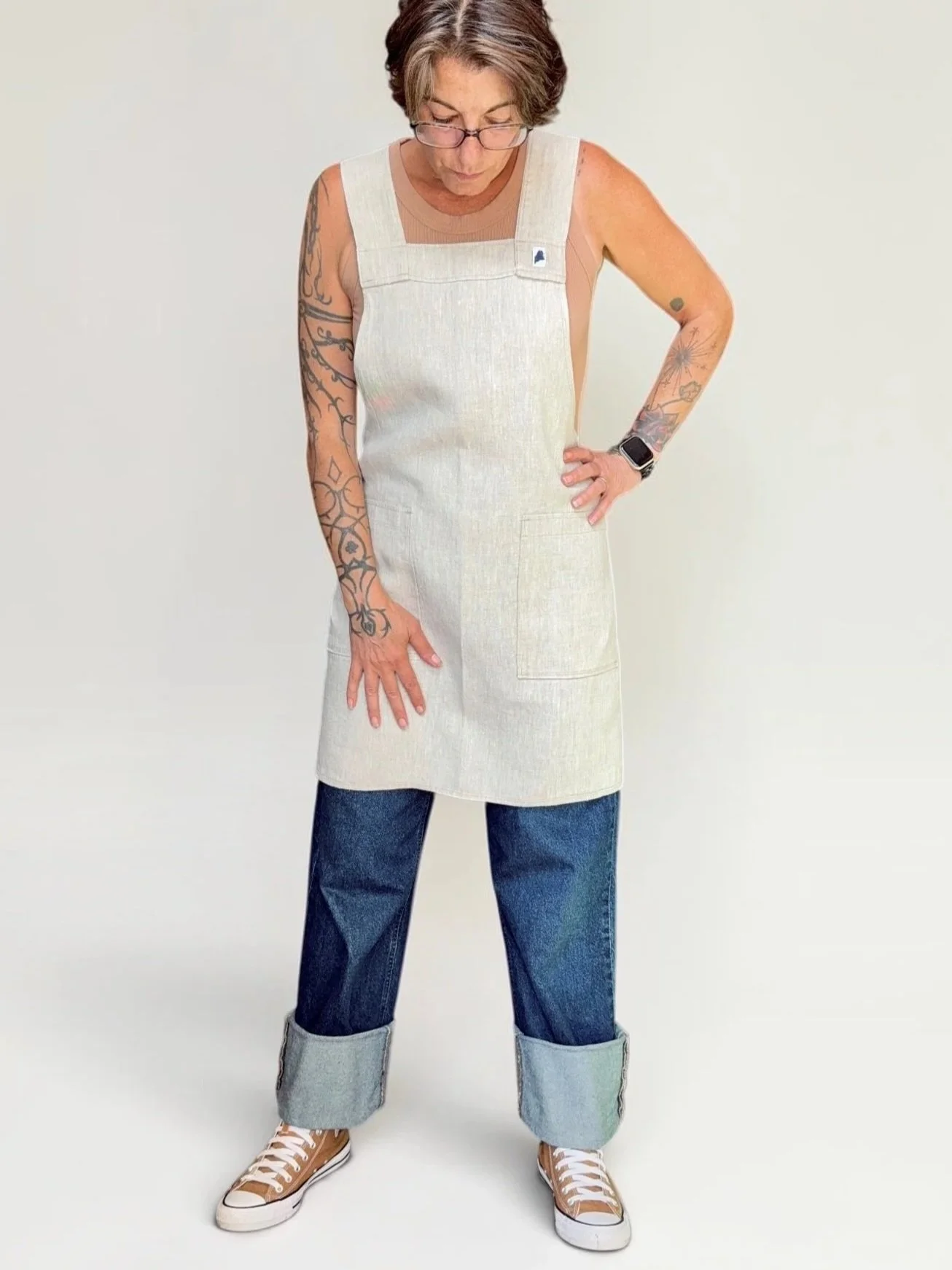 Oat Linen Crossback Apron