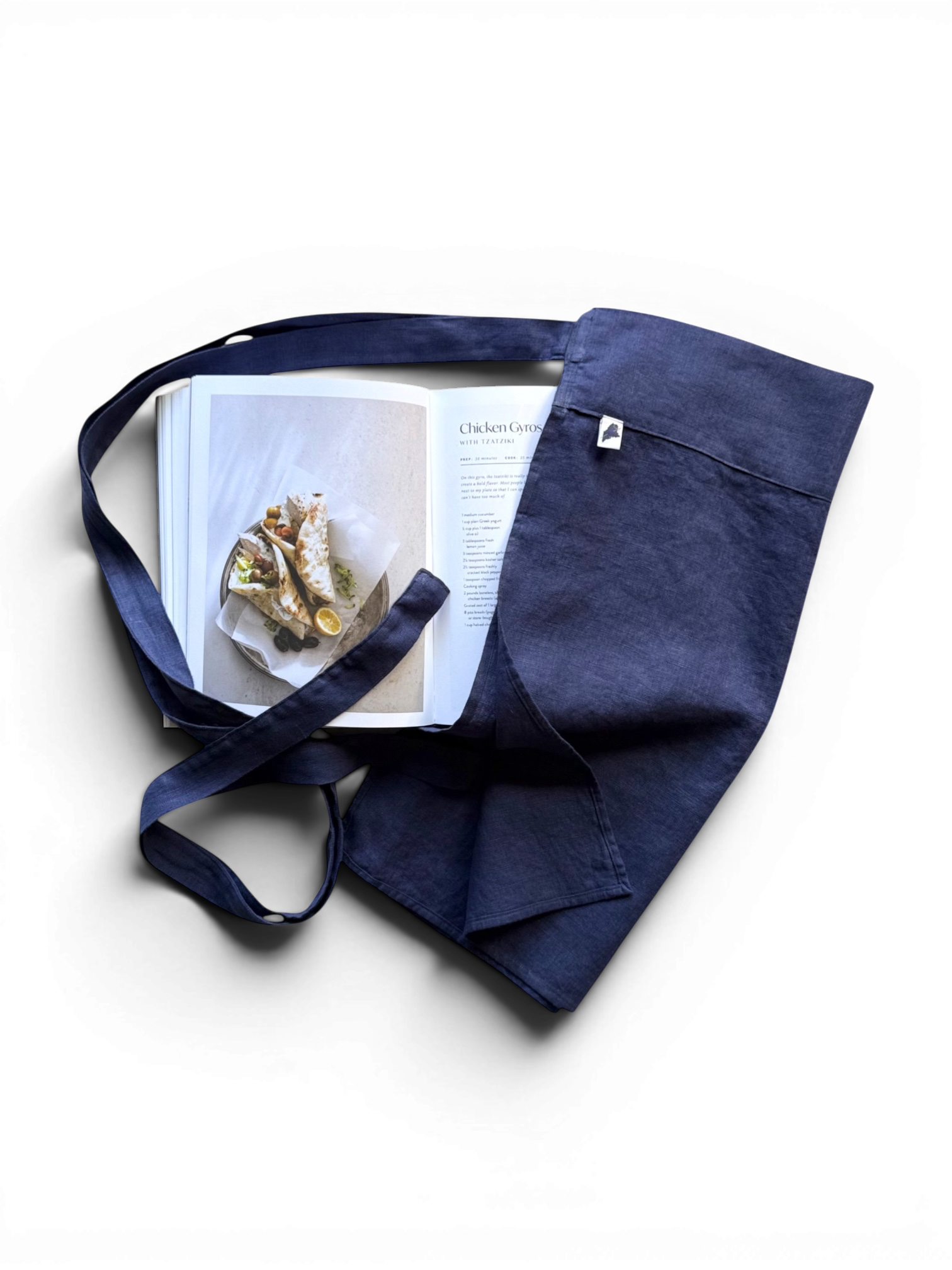 Blueberry Adjustable Half Cafe Apron • 100% Flax Linen