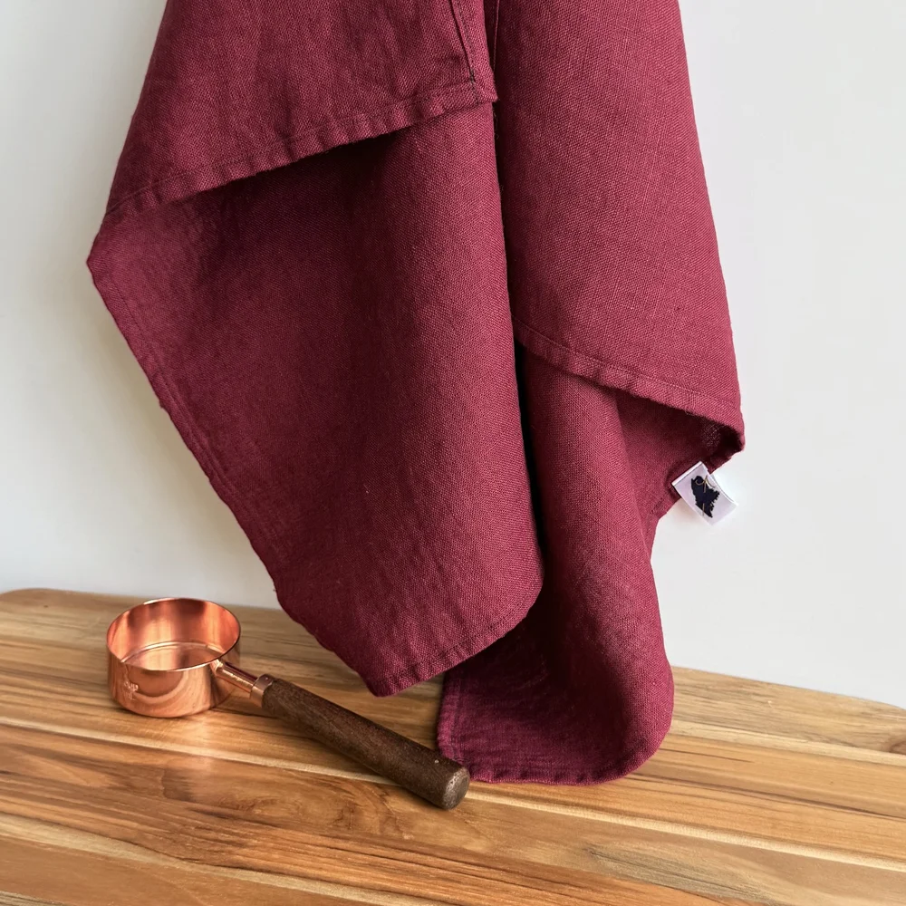 Red Velvet Linen Hand Towels — Amphitrite Studio Linens