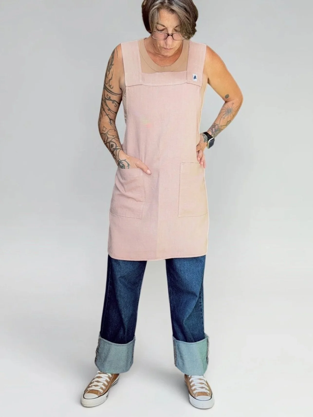 Rose Linen Crossback Apron