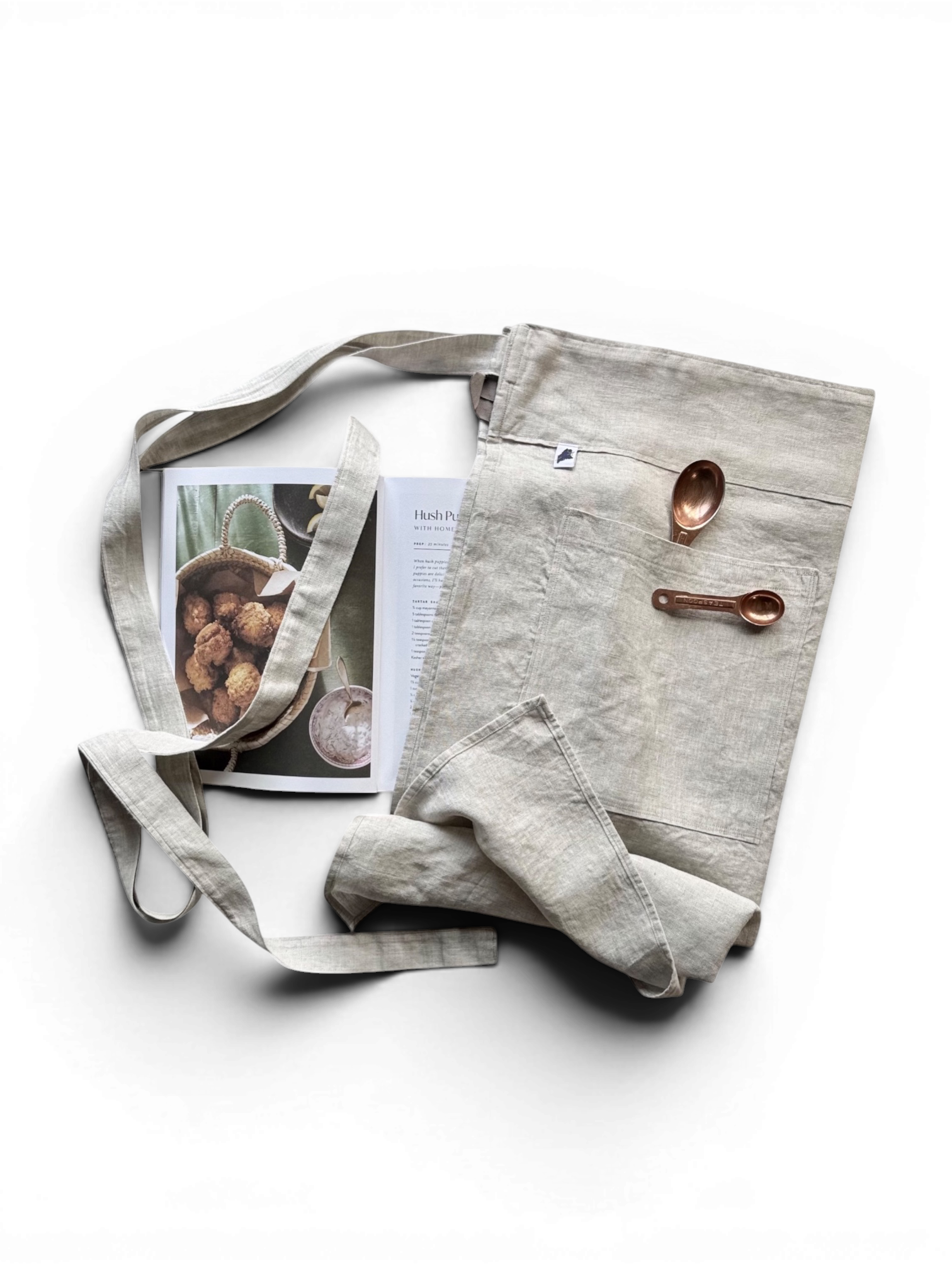 Oat Adjustable Bistro Apron w/Pocket • 100% Flax Linen