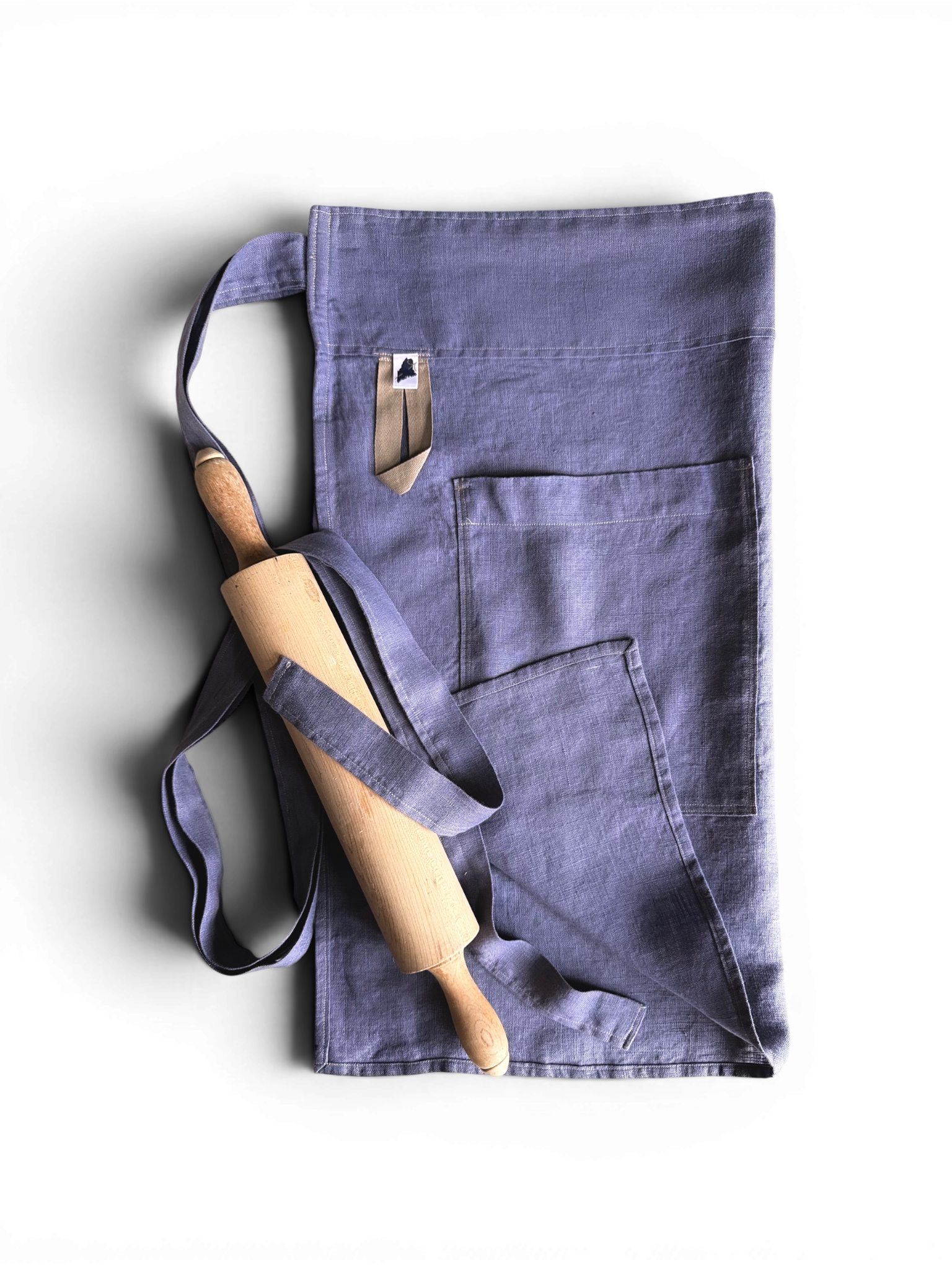 Hydrangea Bistro Apron w/Pocket • 100%  Linen
