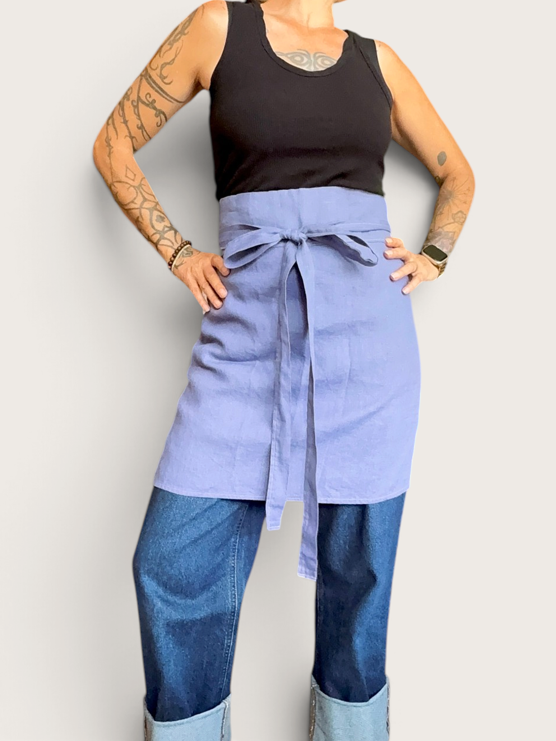 Hydrangea Cafe Apron • 100% Linen