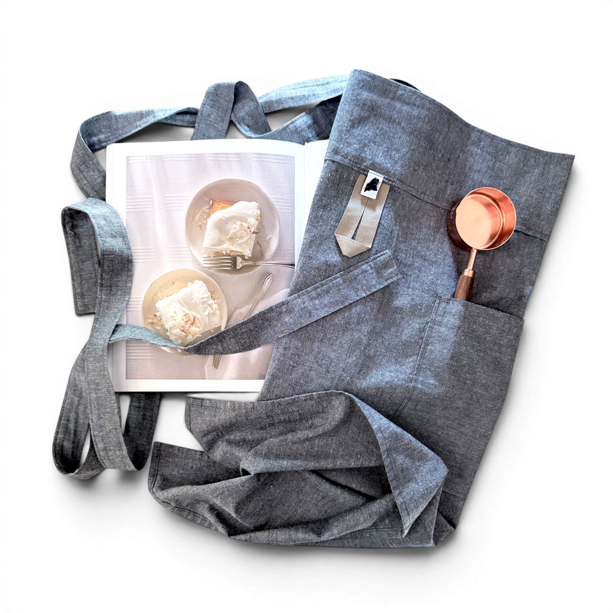 Chambray Confetti Utility Bistro Apron • Linen Cotton Blend
