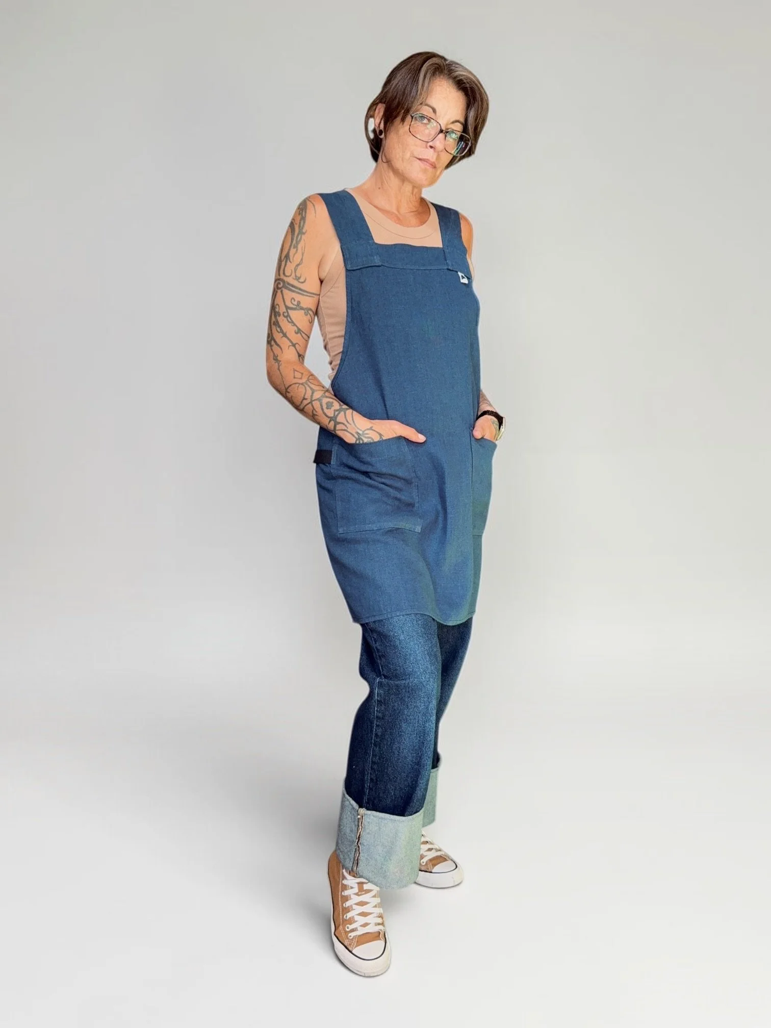 Elderberry Linen Crossback Apron