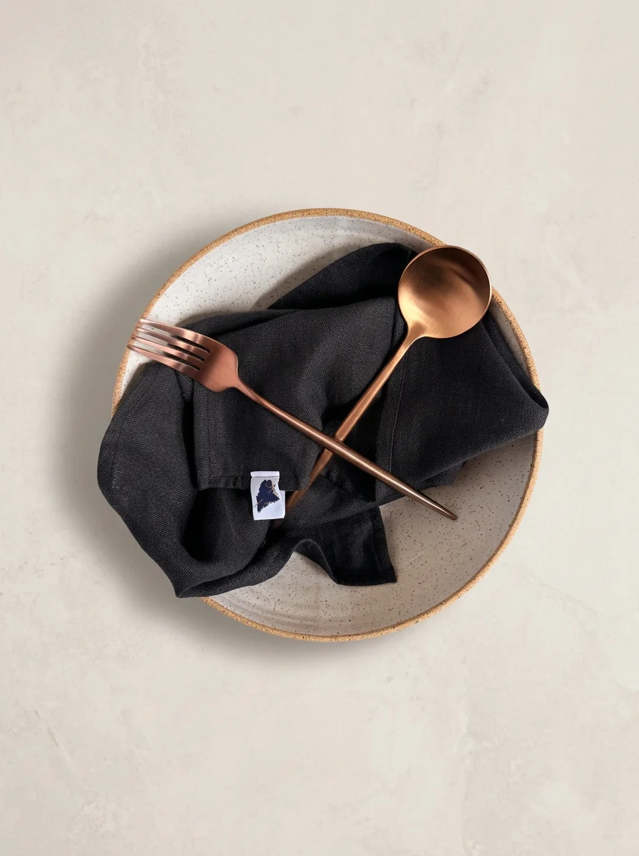 Black Linen Napkins • 16" Square