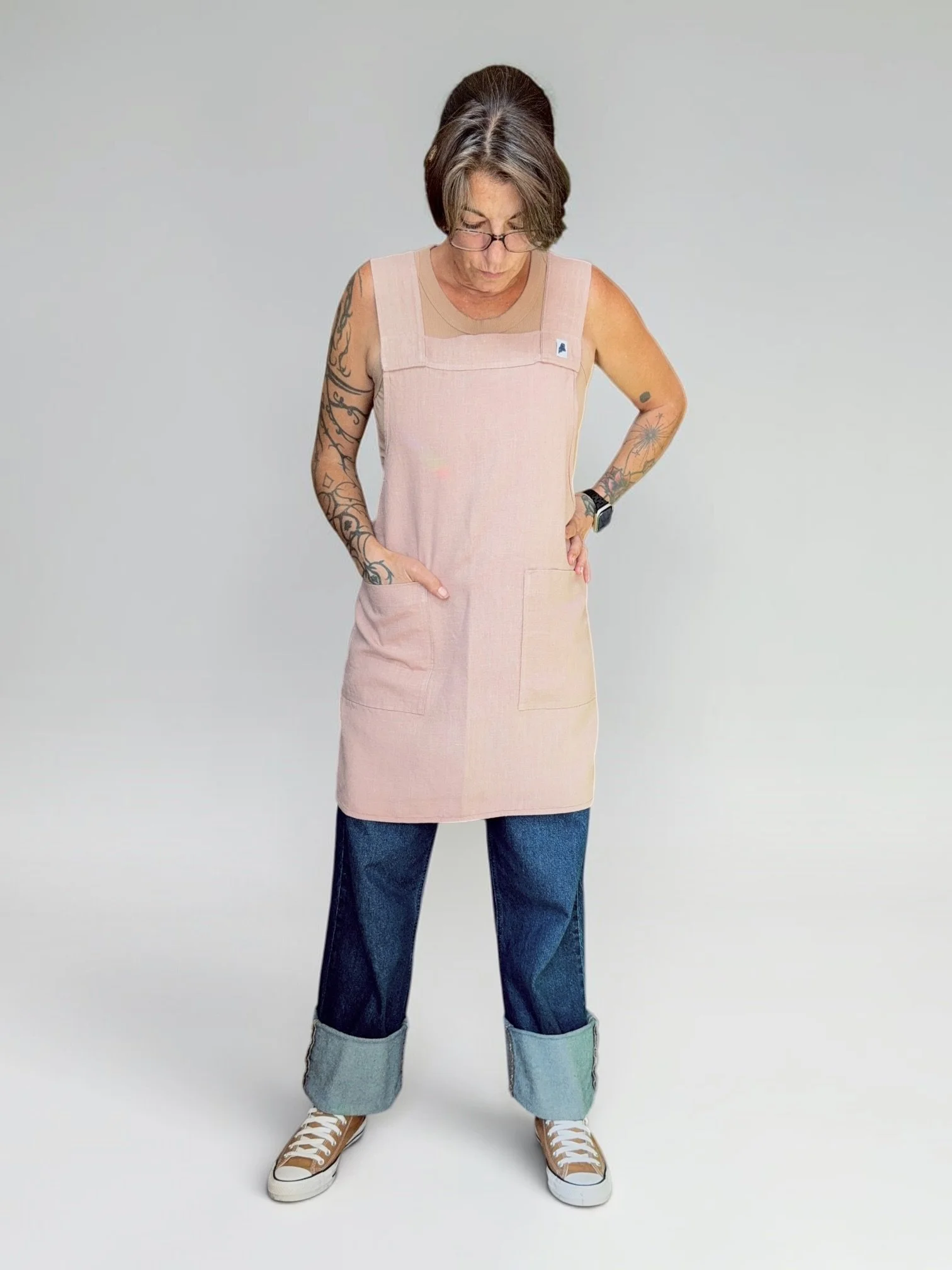 Rose Linen Crossback Apron