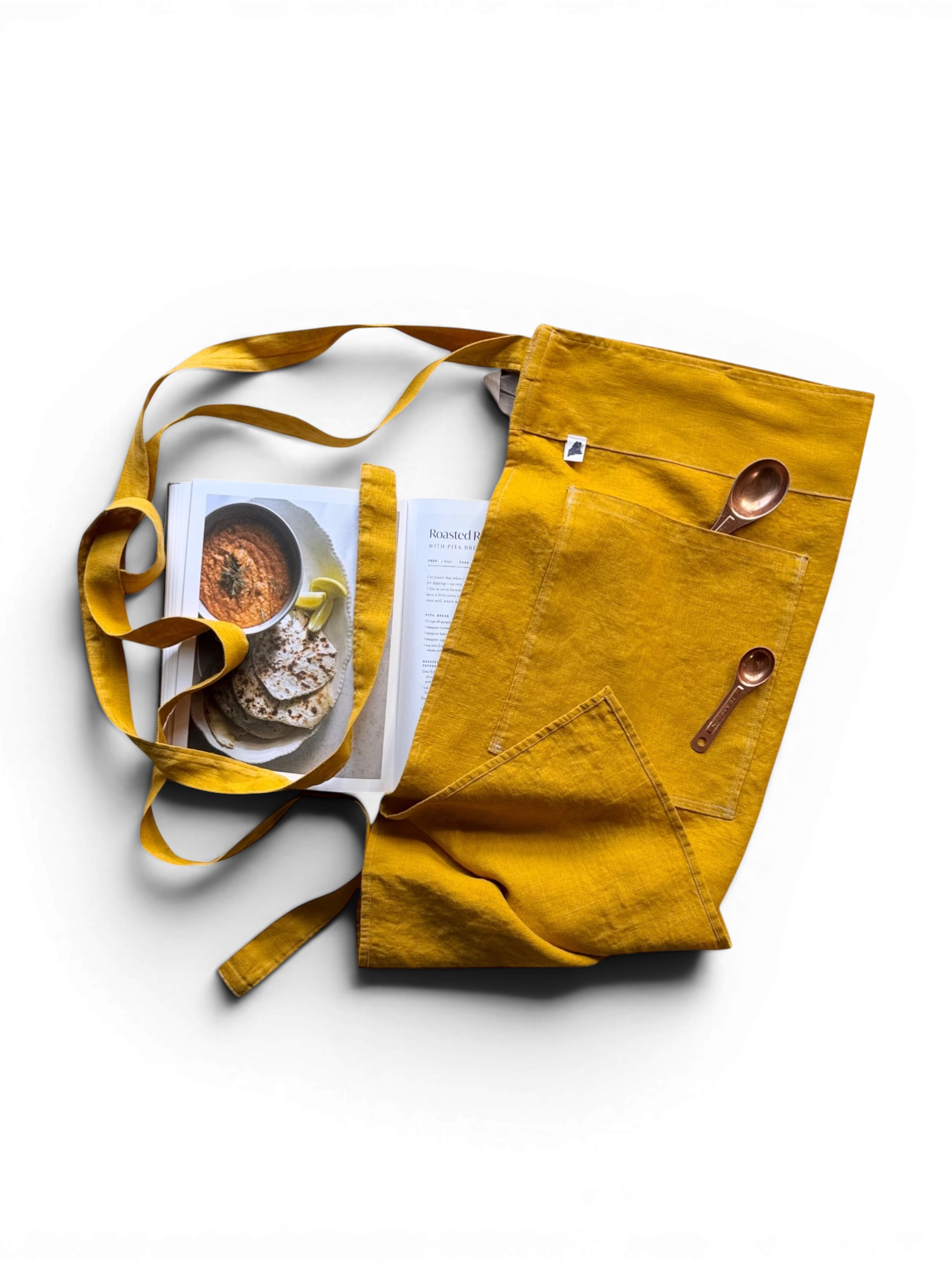 Goldenrod Adjustable Bistro Apron w/Pocket • 100% Flax Linen