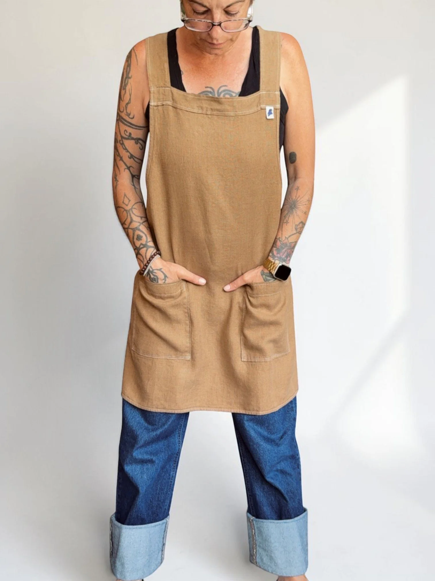 Ginger Linen Crossback Apron