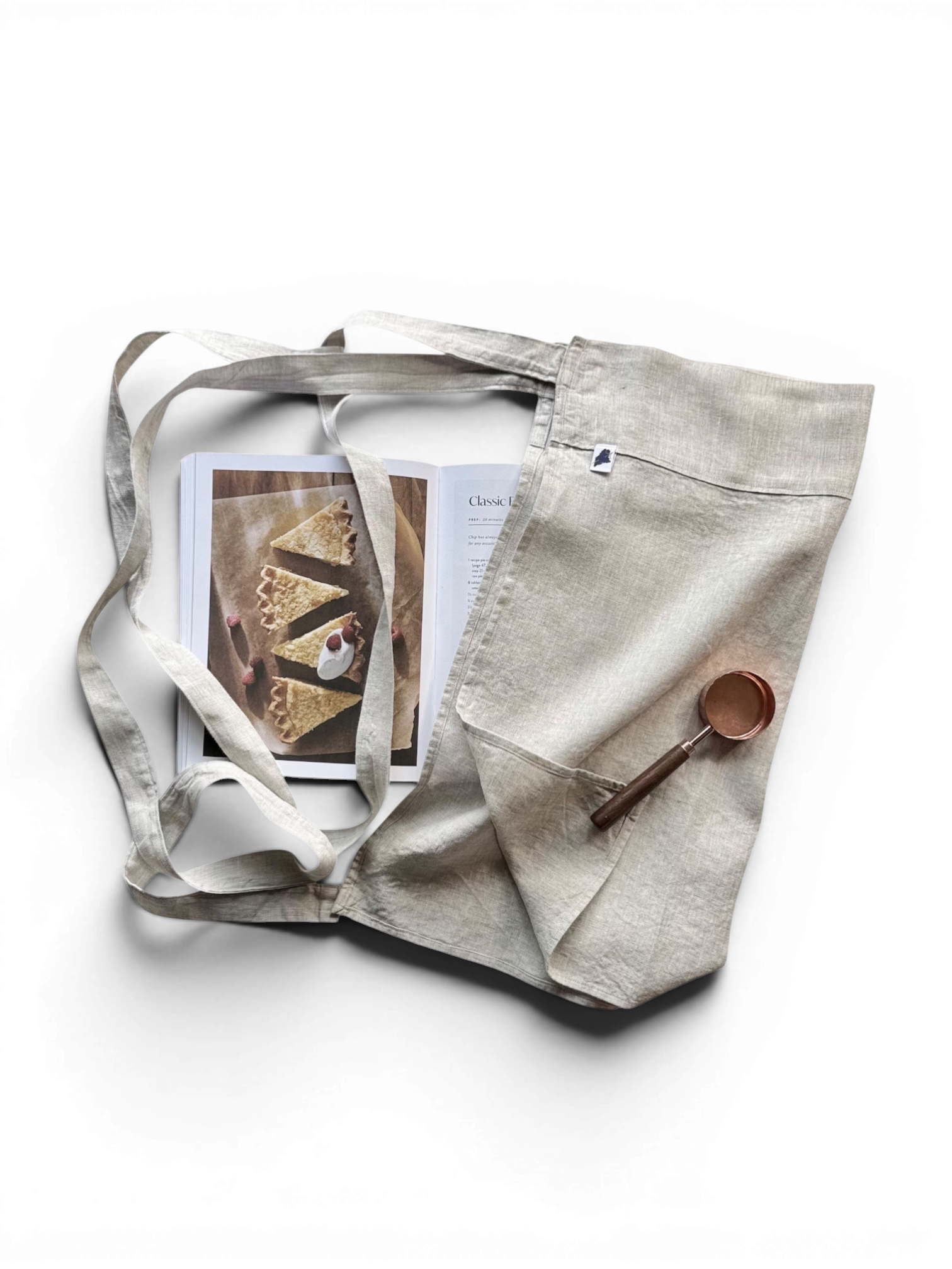 Oat Adjustable Half Cafe Apron • 100% Flax Linen