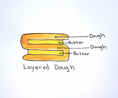 8. This is how your layered dough should look. This is what makes the dough puff.